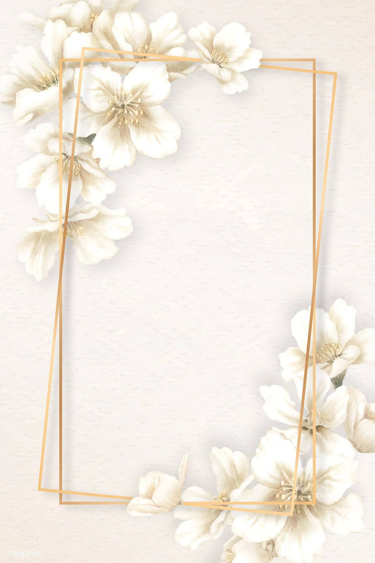 Download White And Gold Flower Frame Wallpaper