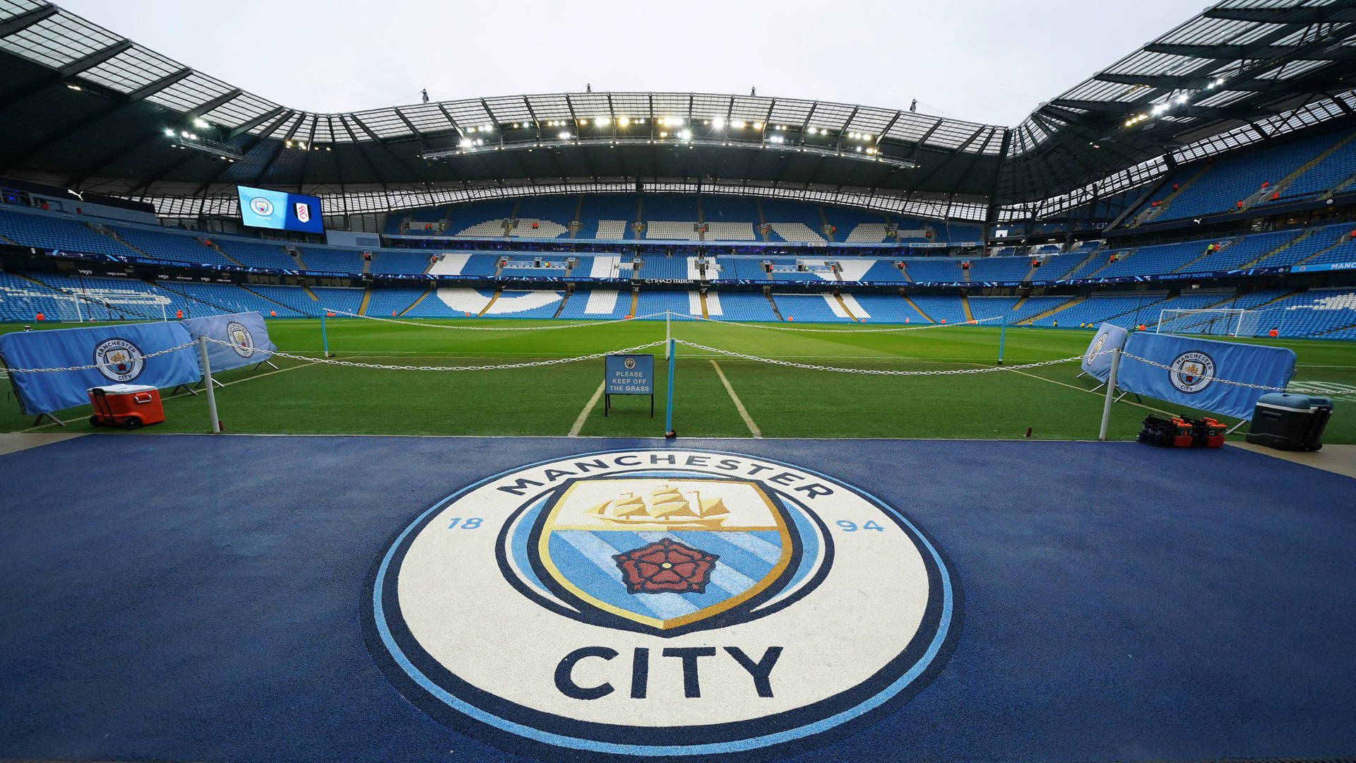 Download Manchester City 4k Football Field Wallpaper