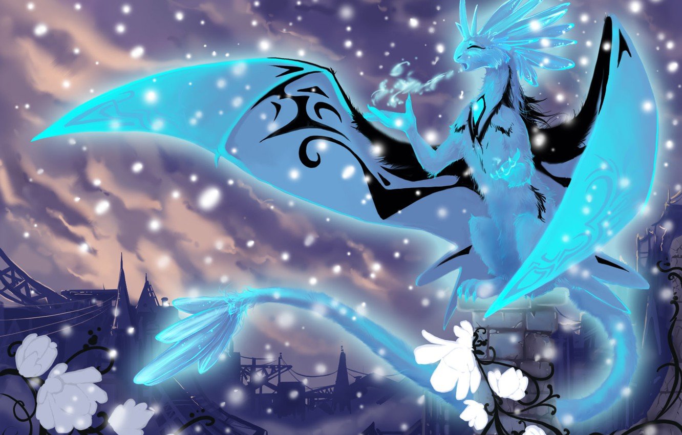 Wallpaper cold, snow, element, dragon, ice, fantasy, crystals image for desktop, section фантастика