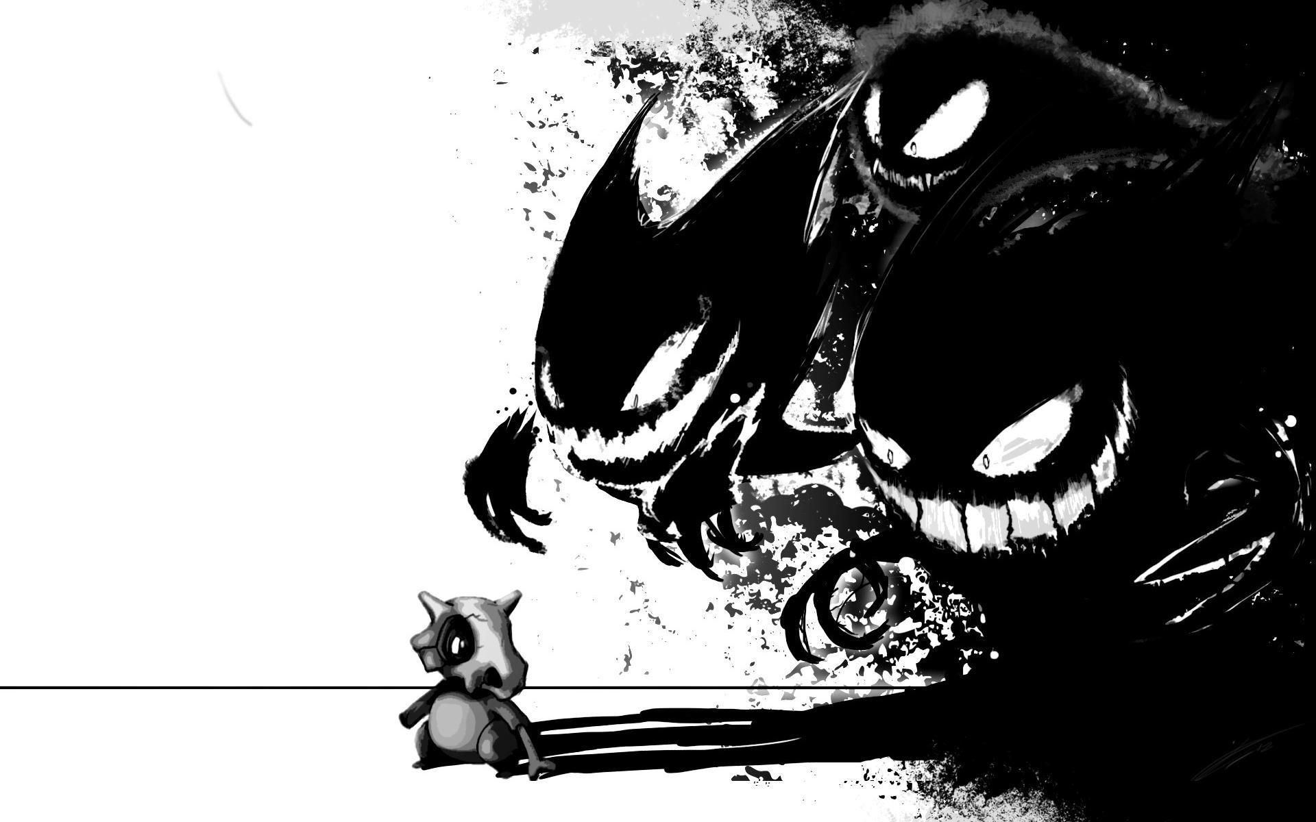 drawing, illustration, monochrome, cartoon, Pok mon, cubone, Ghastly, Haunter, Gengar, sketch, black and white, monochrome photography Gallery HD Wallpaper