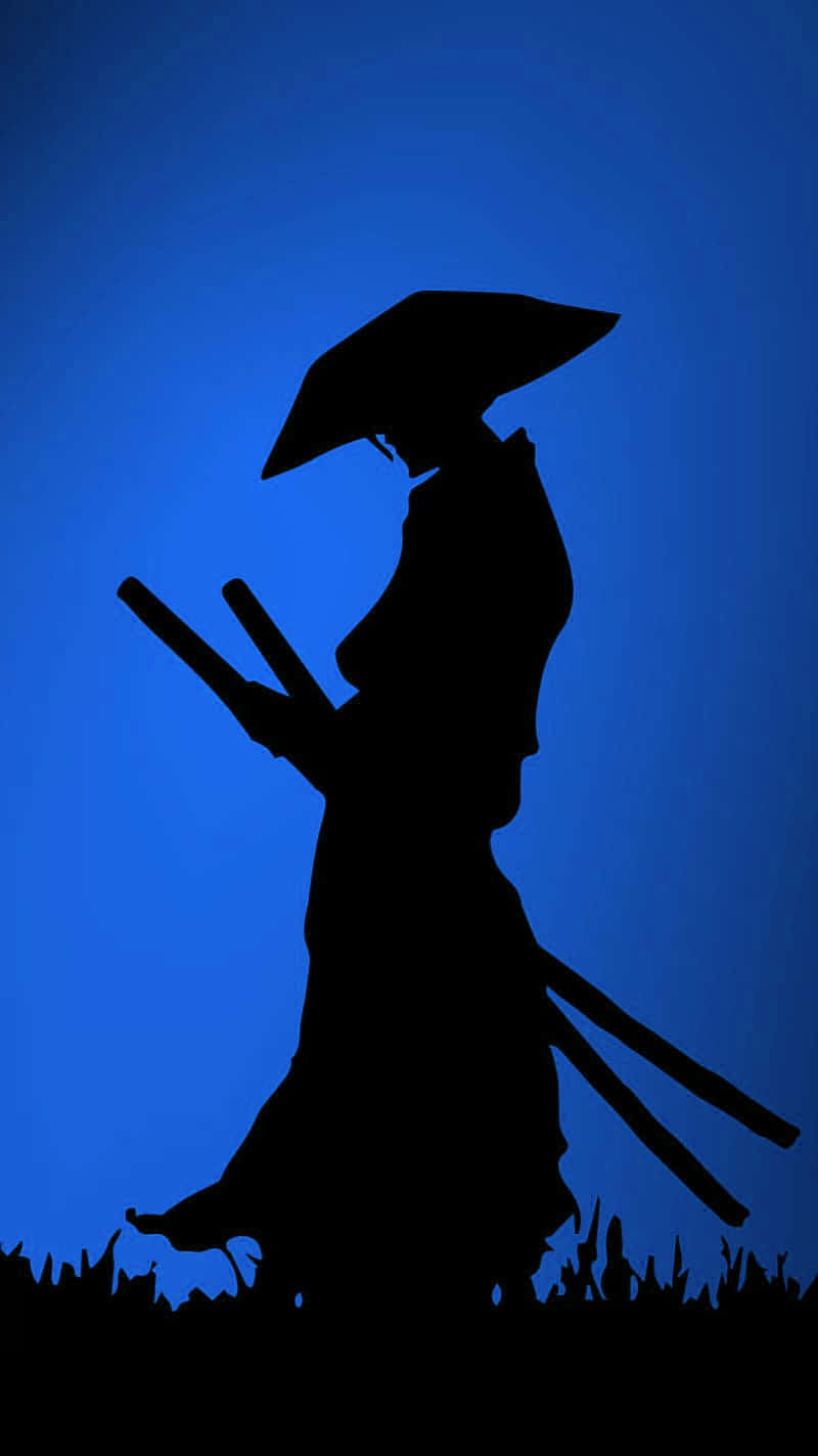 Download Samurai Anime Ninja Warrior Silhouette Dark Blue Wallpaper
