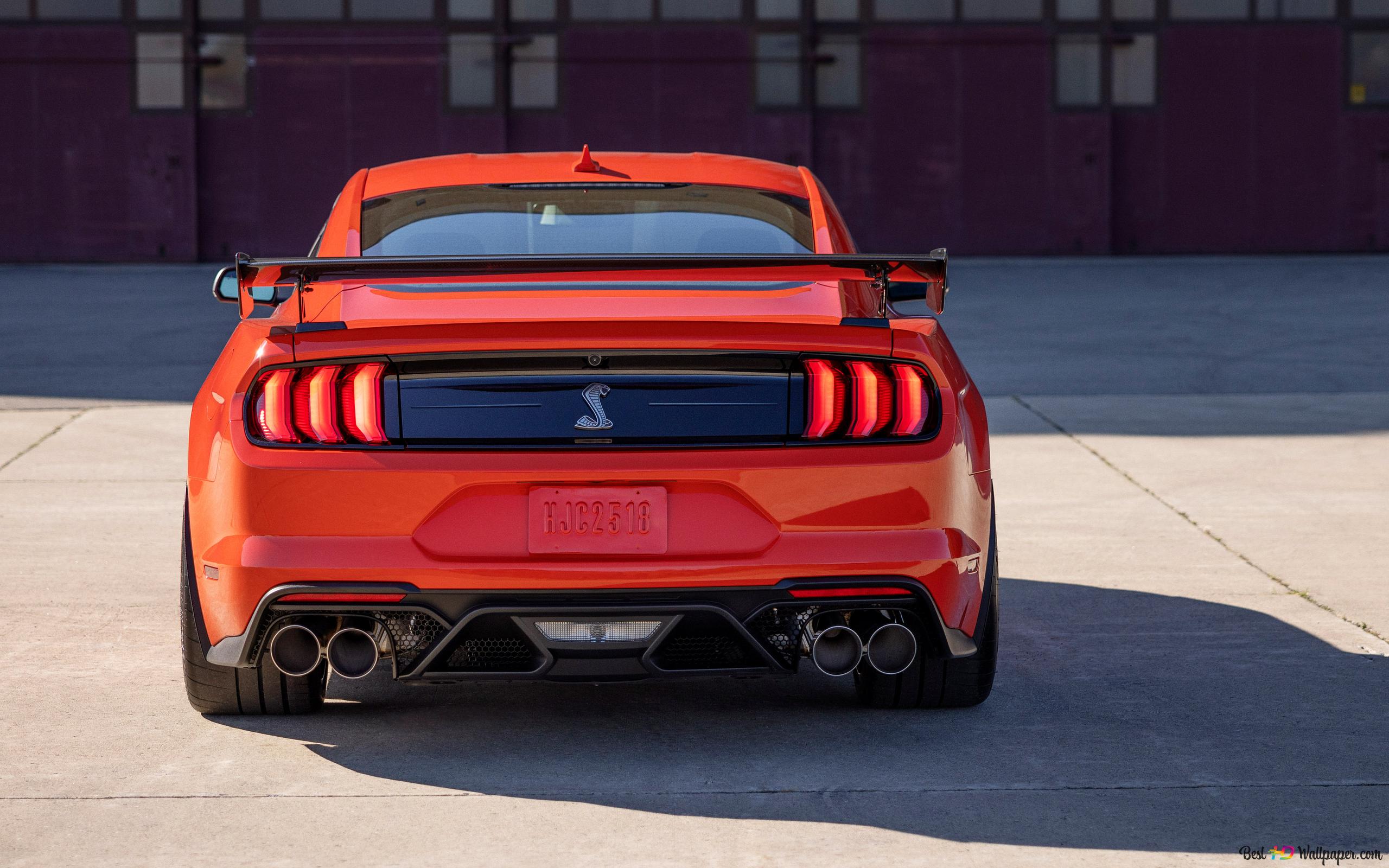 Ford Mustang Shelby GT500 2022 red color back view 4K wallpaper download
