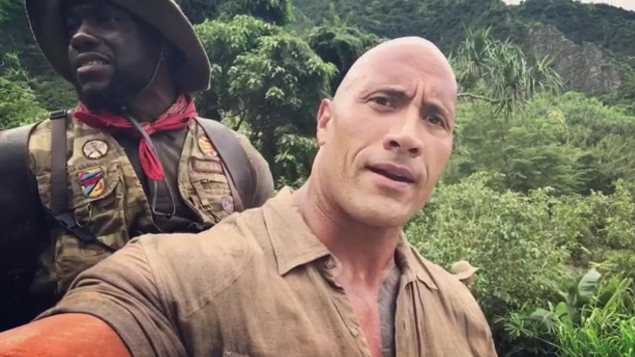 Dwayne Johnson and Kevin Hart Get Uncomfortably Close While Filming 'Jumanji'