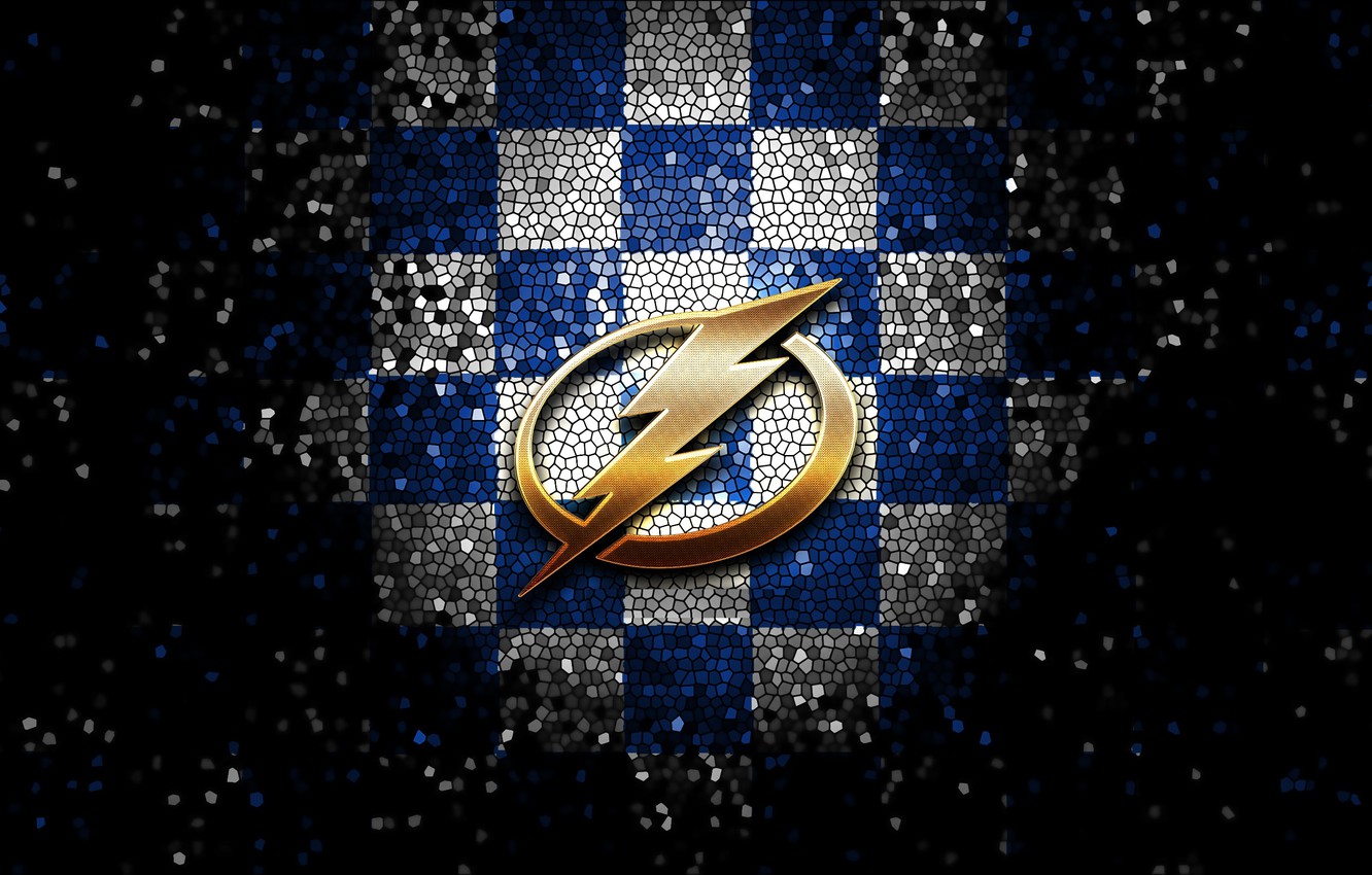 Wallpaper wallpaper, sport, logo, NHL, hockey, glitter, checkered, Tampa Bay Lightning image for desktop, section спорт