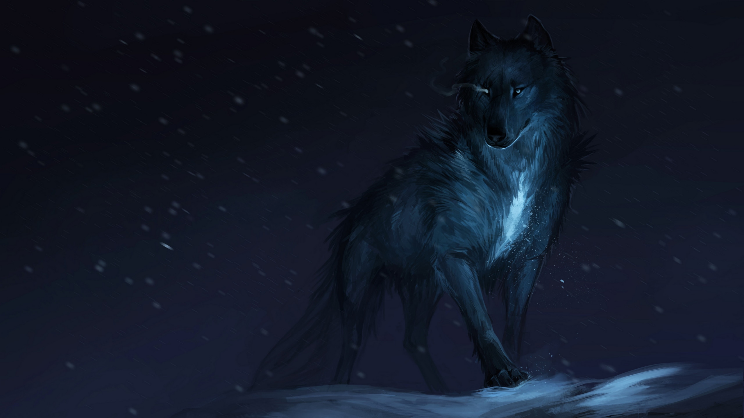 Wallpaper / wolf, white, animals, mammals, artwork, dark, snow, winter, fantasy art free download