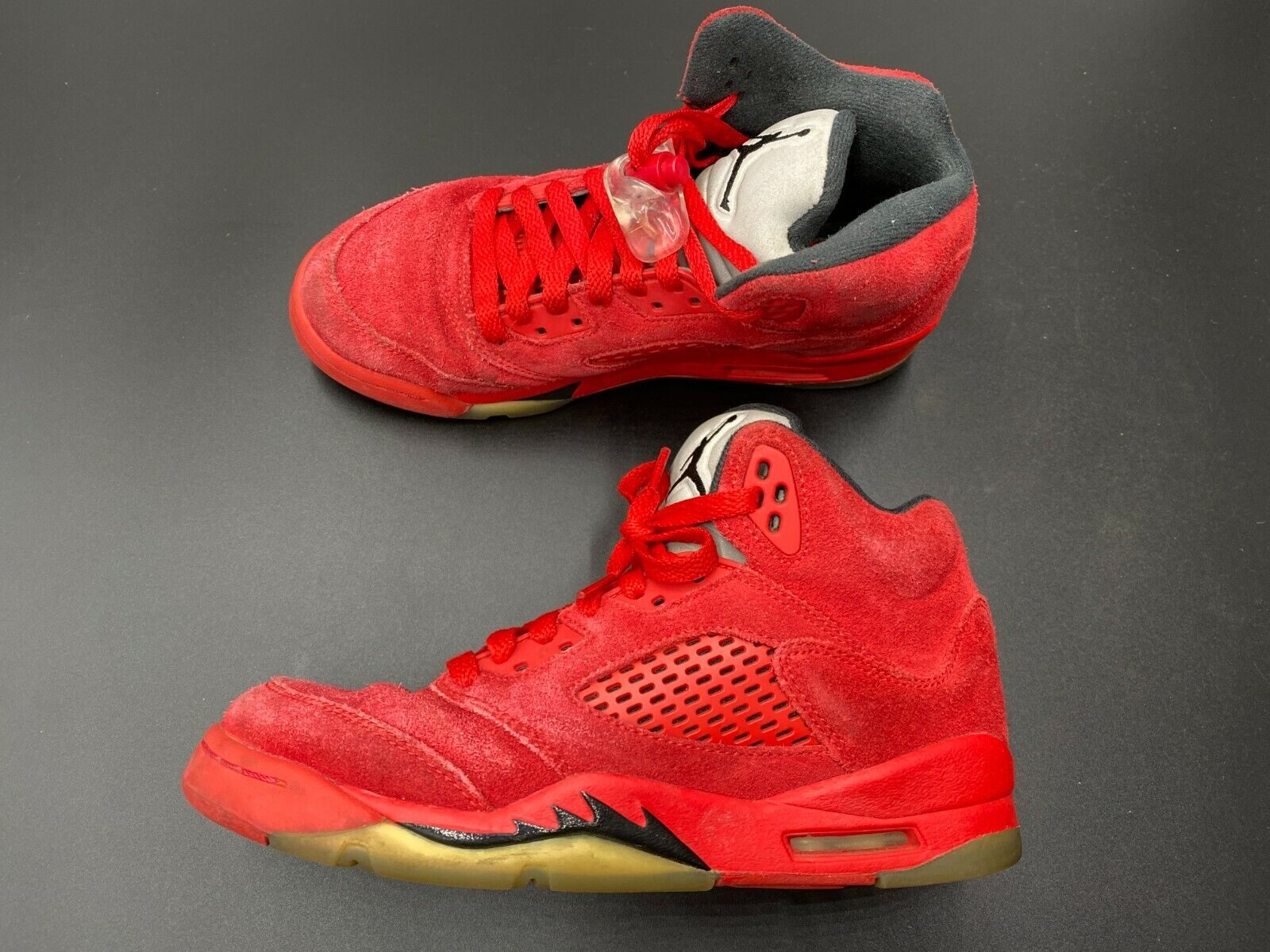 Nike Air Jordan 5s Sail Black Habanero Red Black Youth Size 5Y