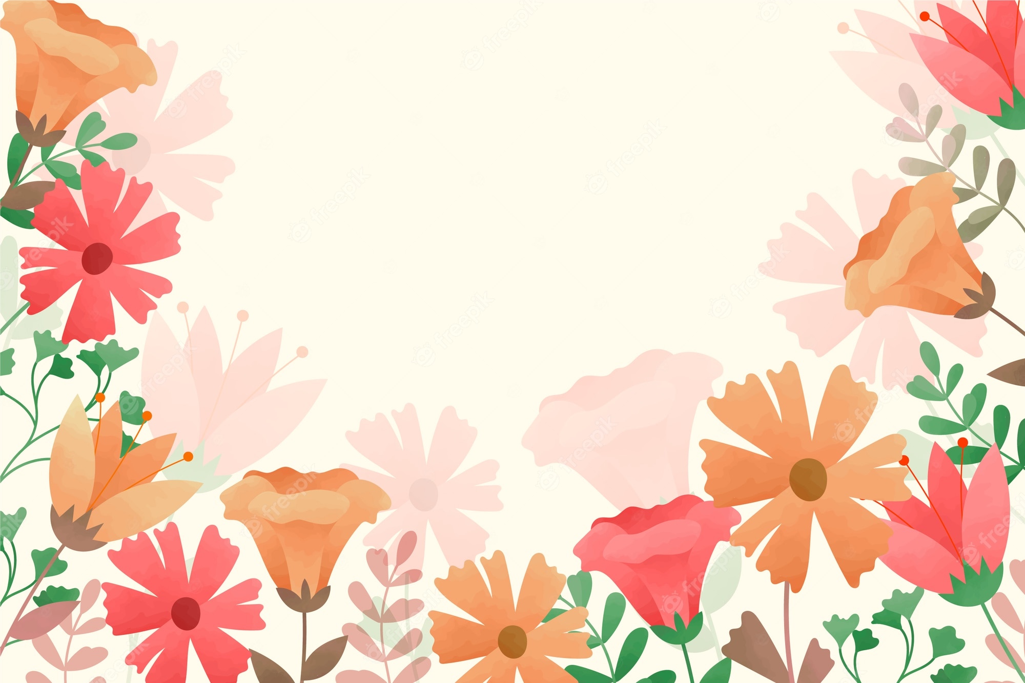 Free Vector. Background watercolor flowers in pastel colors