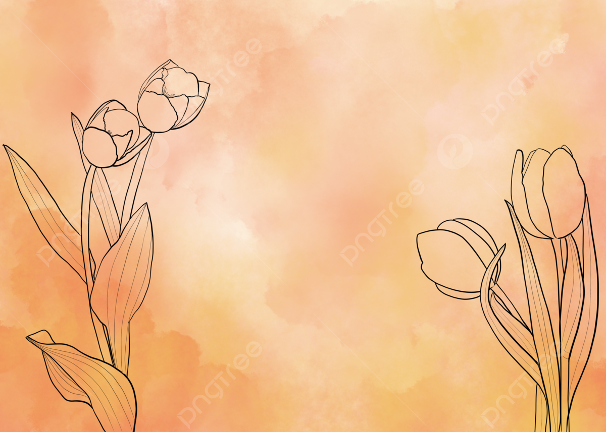 Watercolor Blooming Flowers Pastel Background Leaves Tulips, Vein, Leaf, Flowers Background Image for Free Download