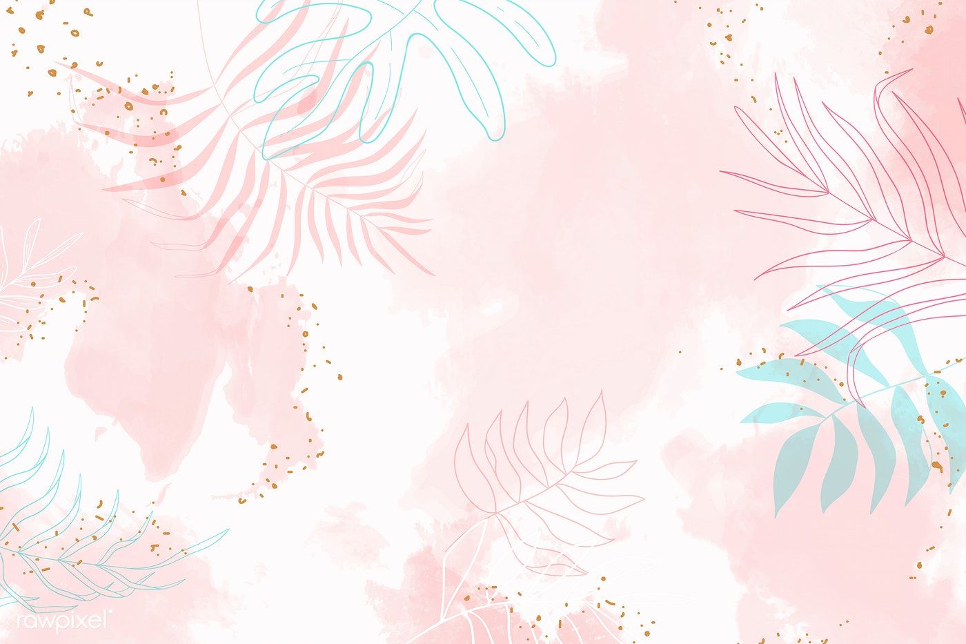 Pink leafy watercolor background vector. premium image / Aum. Watercolor background, Watercolor desktop wallpaper, Pink wallpaper computer