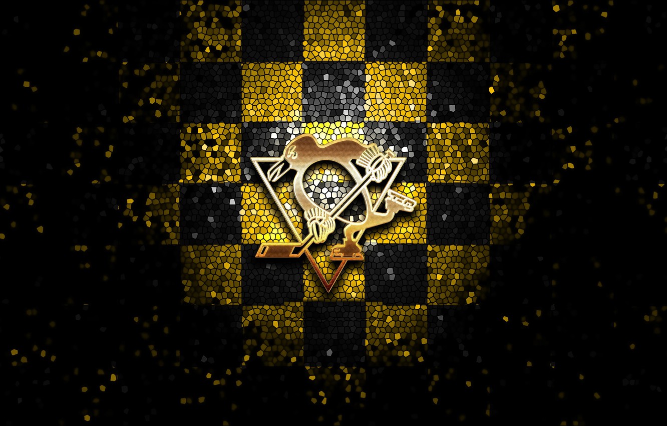 Wallpaper wallpaper, sport, logo, NHL, hockey, glitter, checkered, Pittsburgh Penguins image for desktop, section спорт