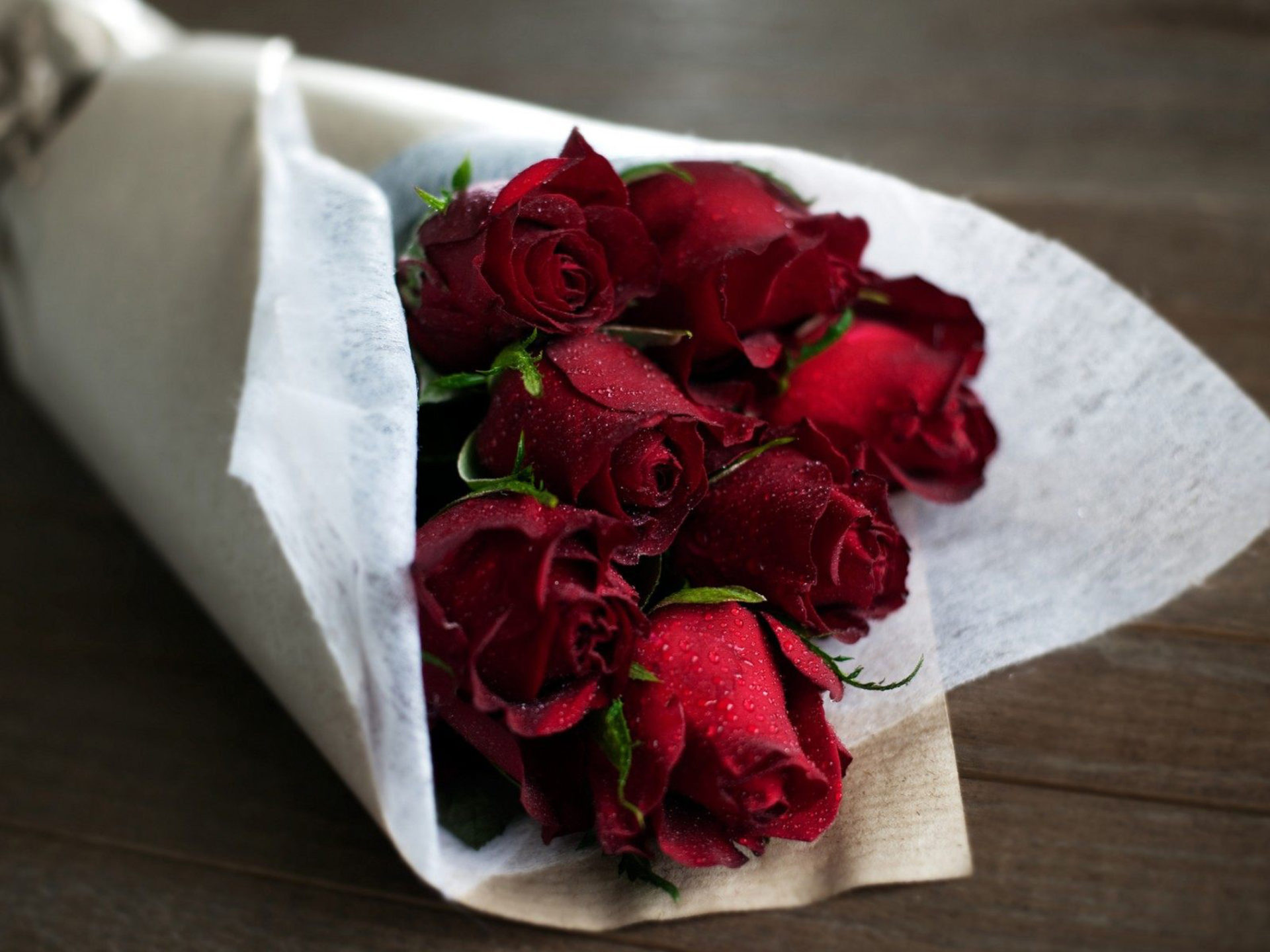 Bouquet Dark Red Roses Drops Water Desktop Wallpaper HD, Wallpaper13.com