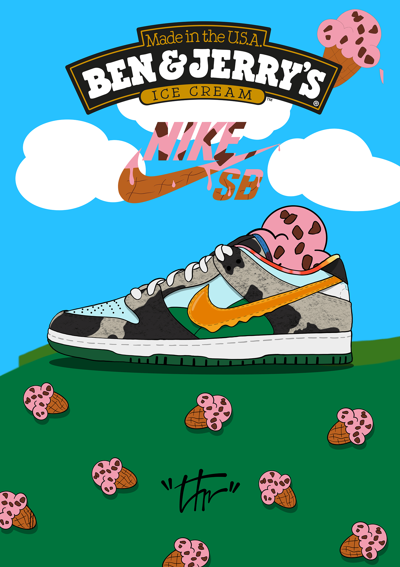 Nike SB Dunk Low Ben & Jerry Chunky Dunky. Nike art, Cool nike wallpaper, Nike wallpaper background
