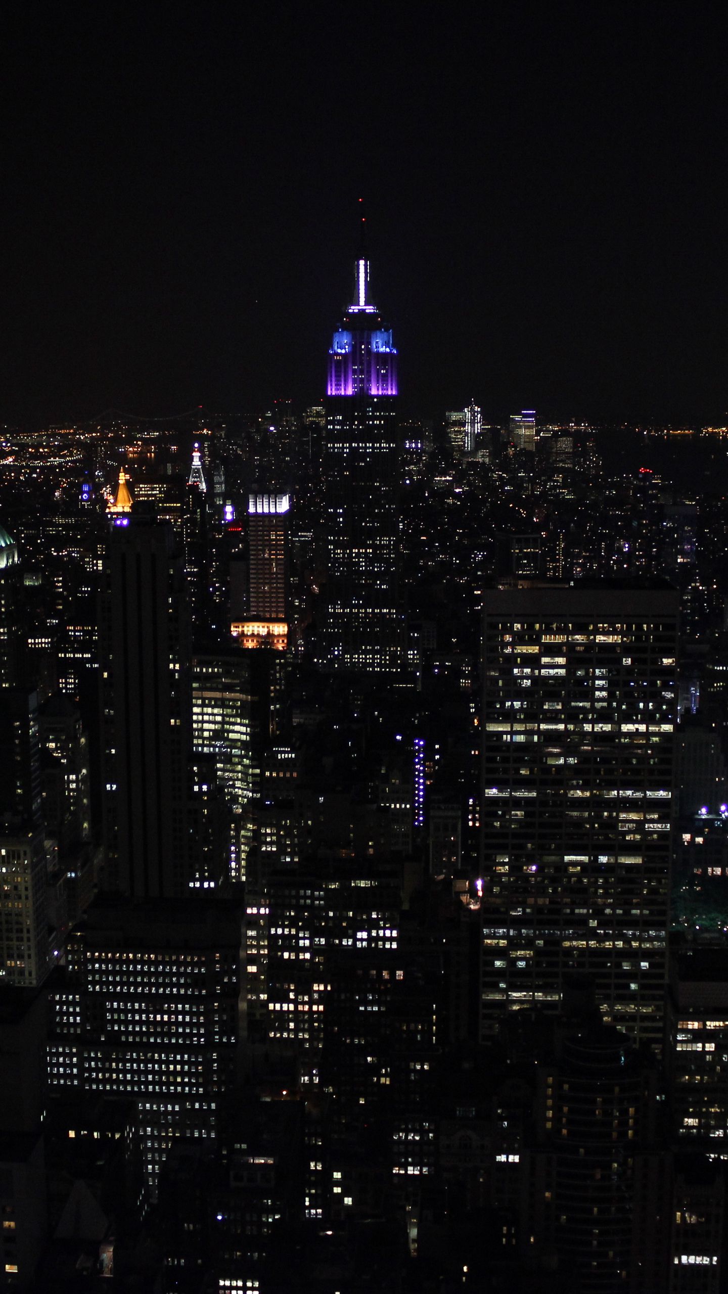 Download wallpaper 1440x2560 night city, city lights, skyscrapers, night, skyline, new york, usa qhd samsung galaxy s6, s7, edge, note, lg g4 HD background