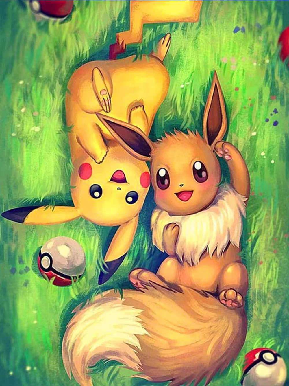cute pokemon eevee and pikachu 15.8*11.8 inches
