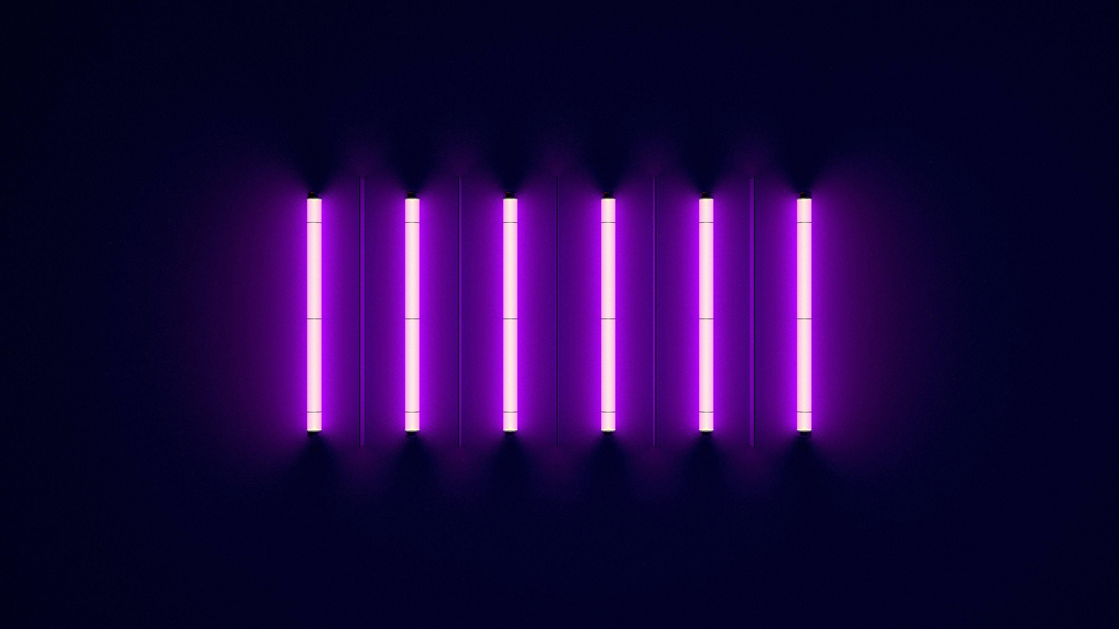 Download Rows Of Lights Aesthetic Purple Neon Computer Wallpaper