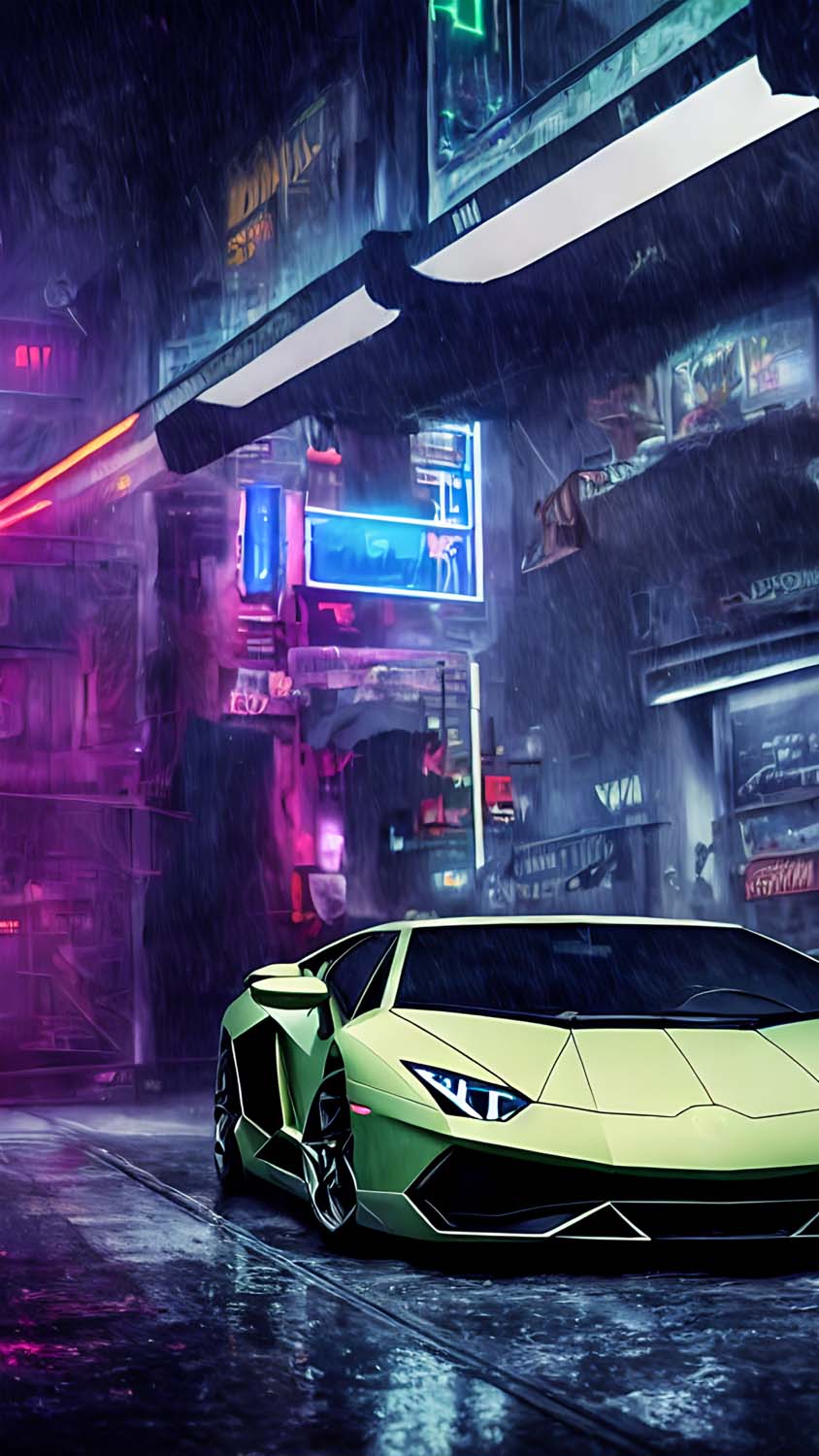 Lambo In Cyberpunk IPhone Wallpaper HD Wallpaper, iPhone Wallpaper