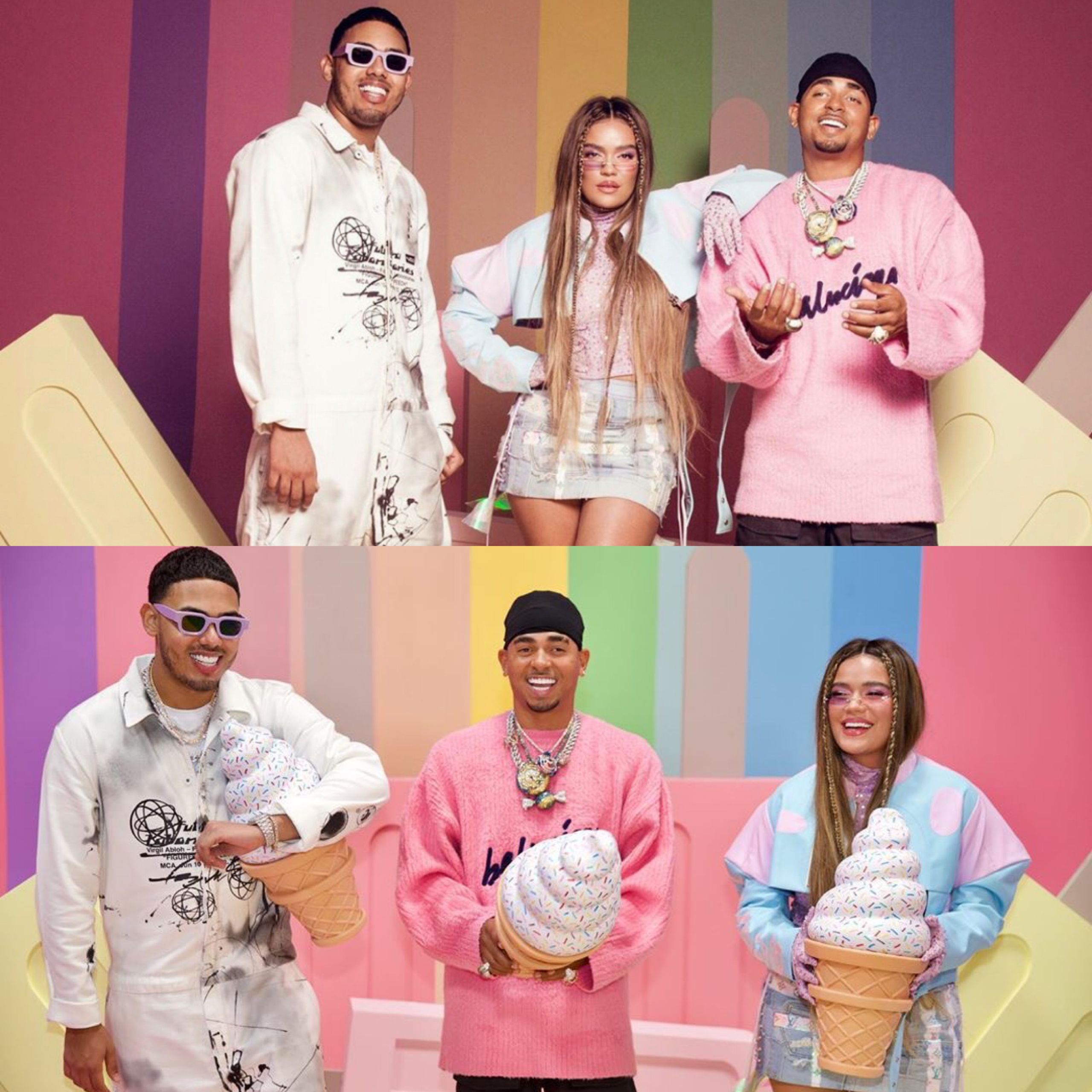 Exclusive photo from Ozuna's Caramelo Remix with Myke Towers and Karol G
