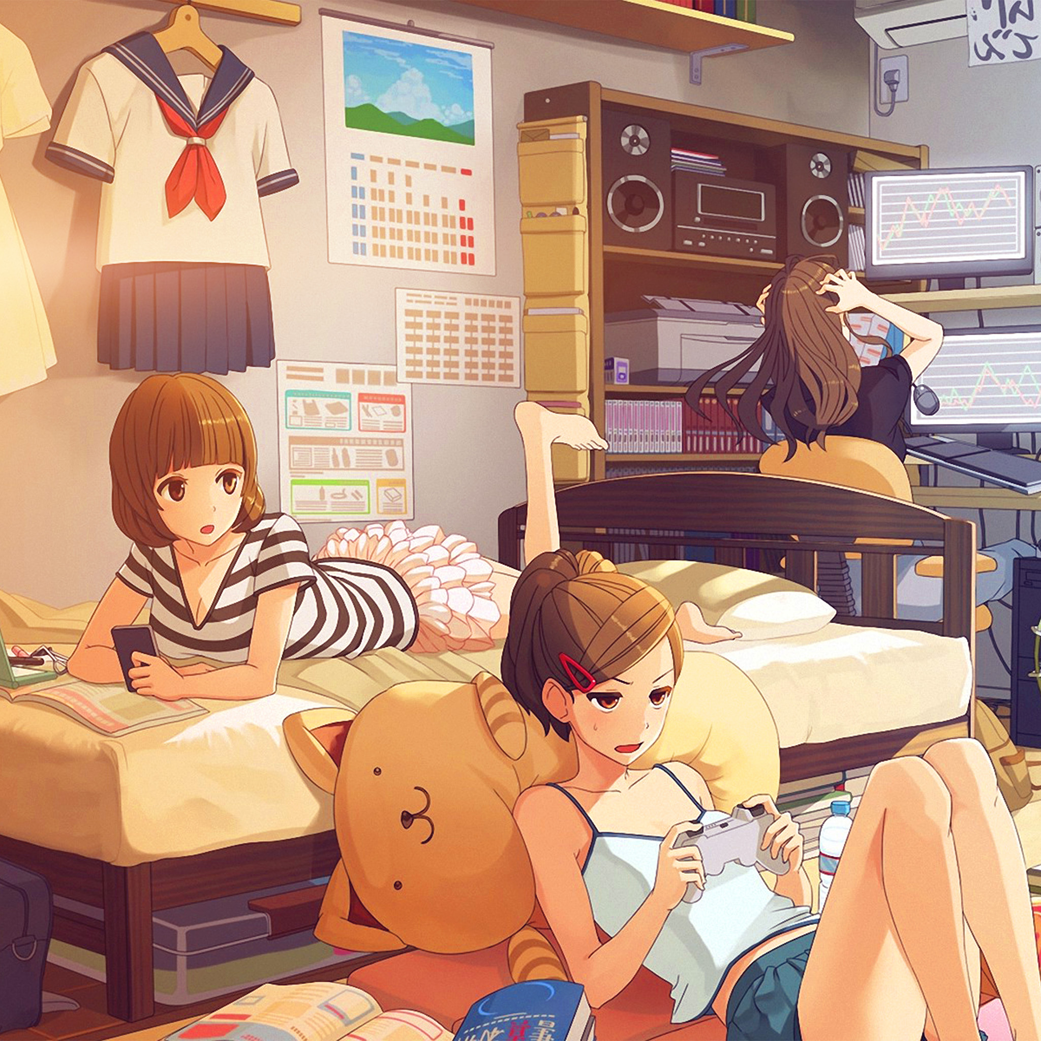 Girl Room Anime Art Illustration Cute Wallpaper