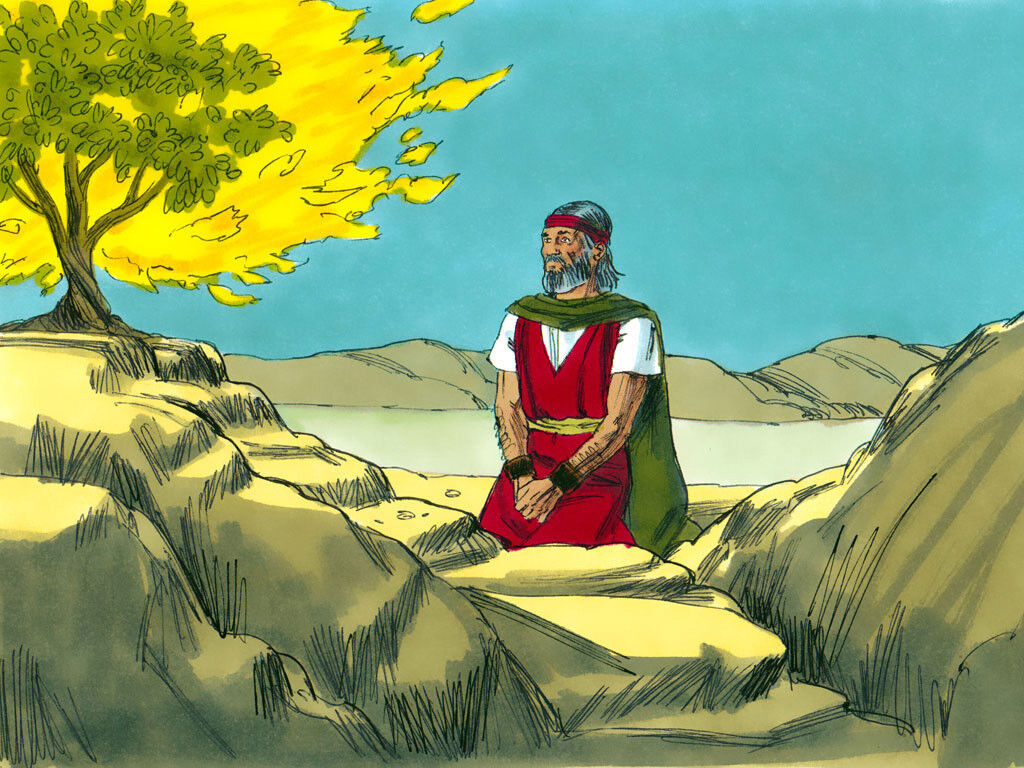 FreeBibleimage - Moses and the Burning Bush - God tells Moses to lead the Hebrew slaves to freedom (Exodus 3)