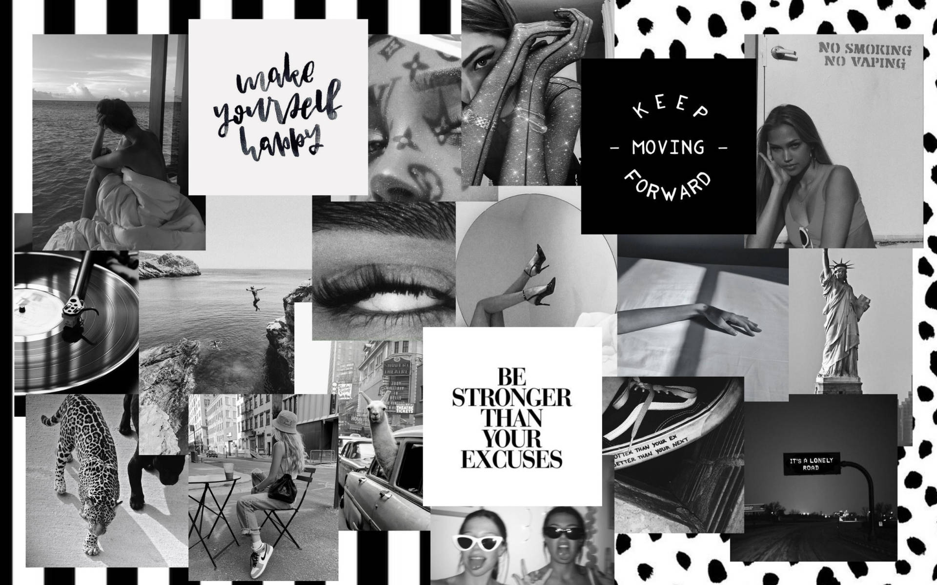 Download Collage On Aesthetic Black And White Laptop Pattern Wallpaper