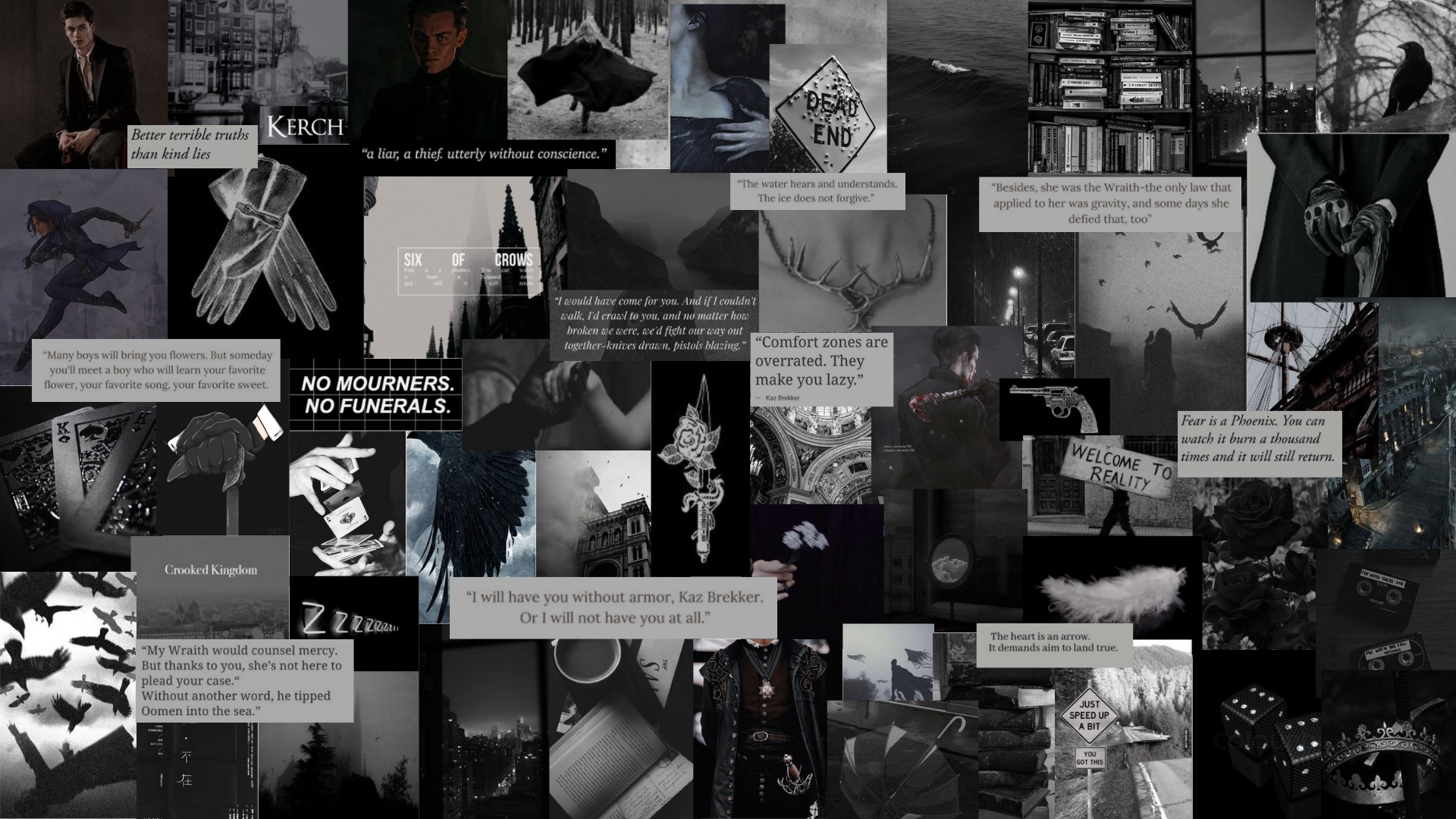 six of crows laptop wallpaper (black aesthetic). Aesthetic desktop wallpaper, Edgy wallpaper, Desktop wallpaper art