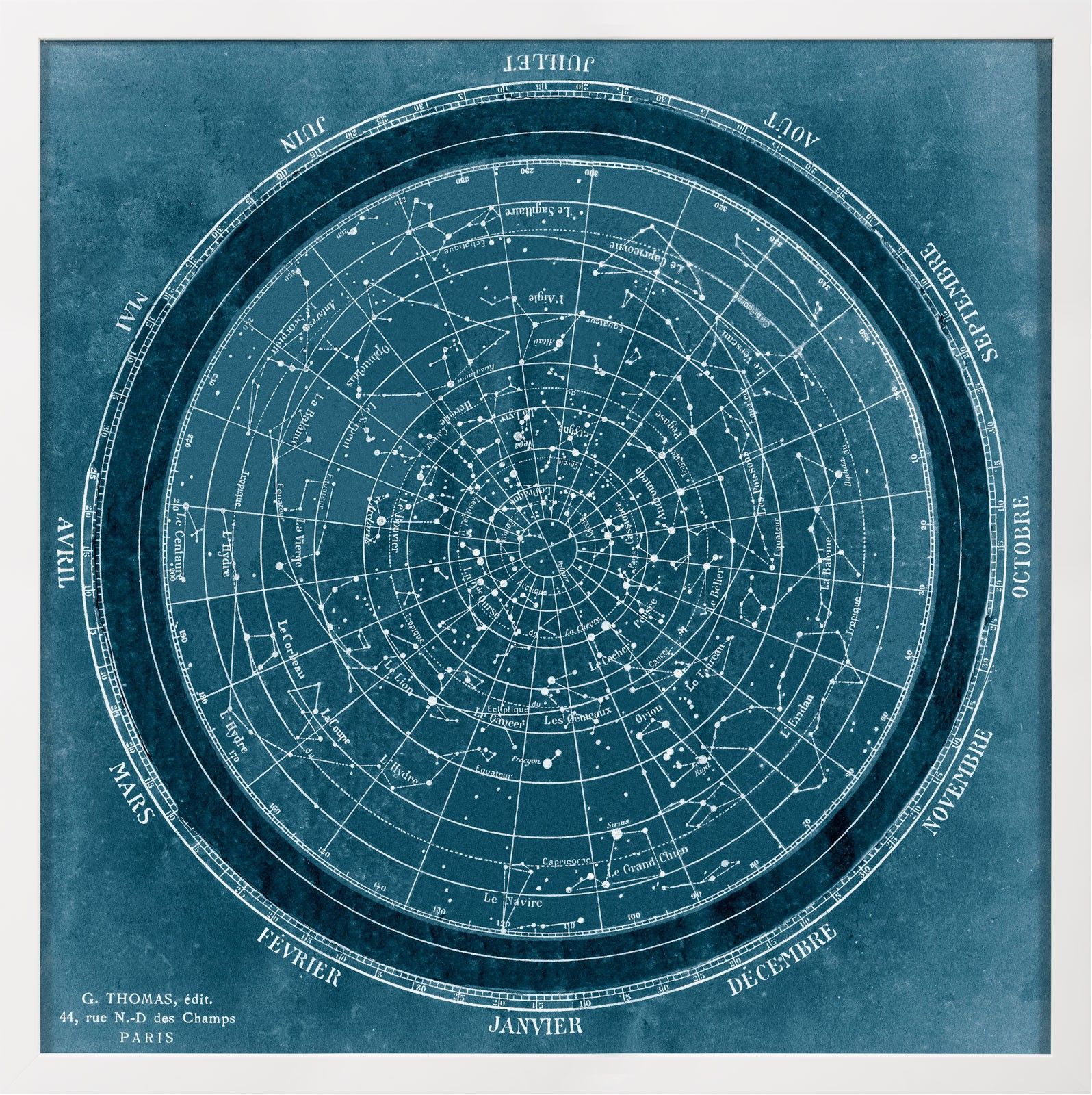Planisphere TO SHIP 42 x 421045. Natural curiosities, Celestial chart, Vintage illustration