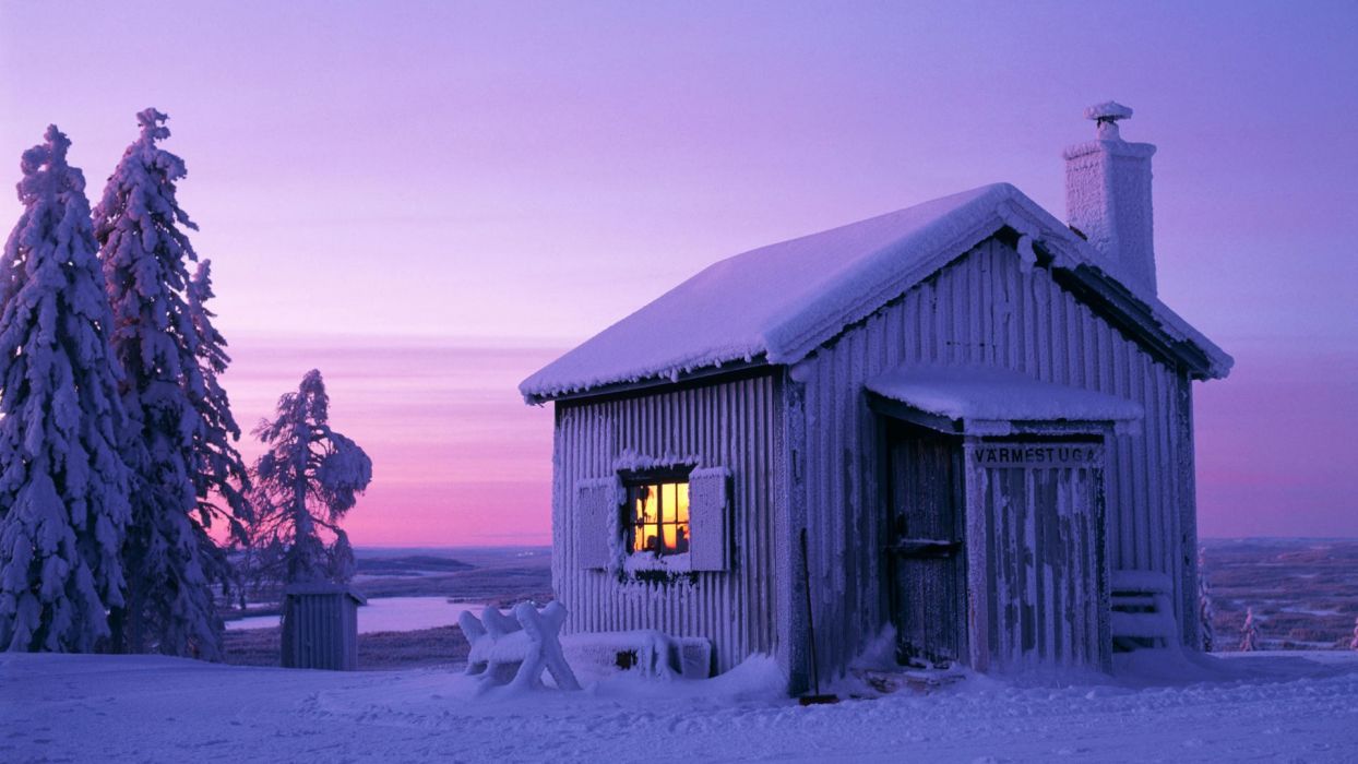 Nature Winter Sweden Houses wallpaperx1080