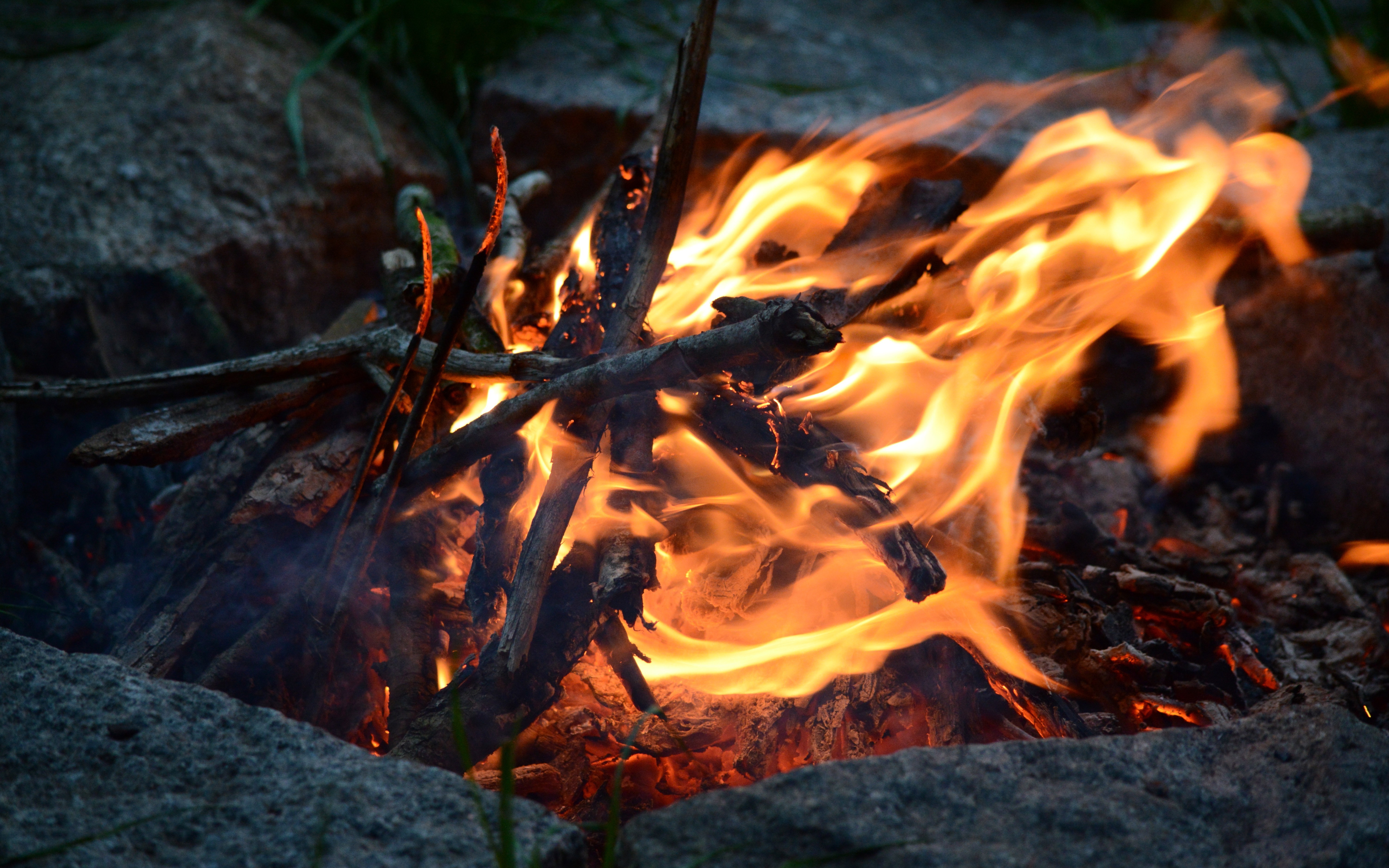 camping fire wood nature rock Gallery HD Wallpaper