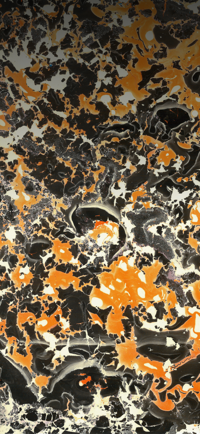 Paper Marbling Texture in Black and Orange Wallpaper