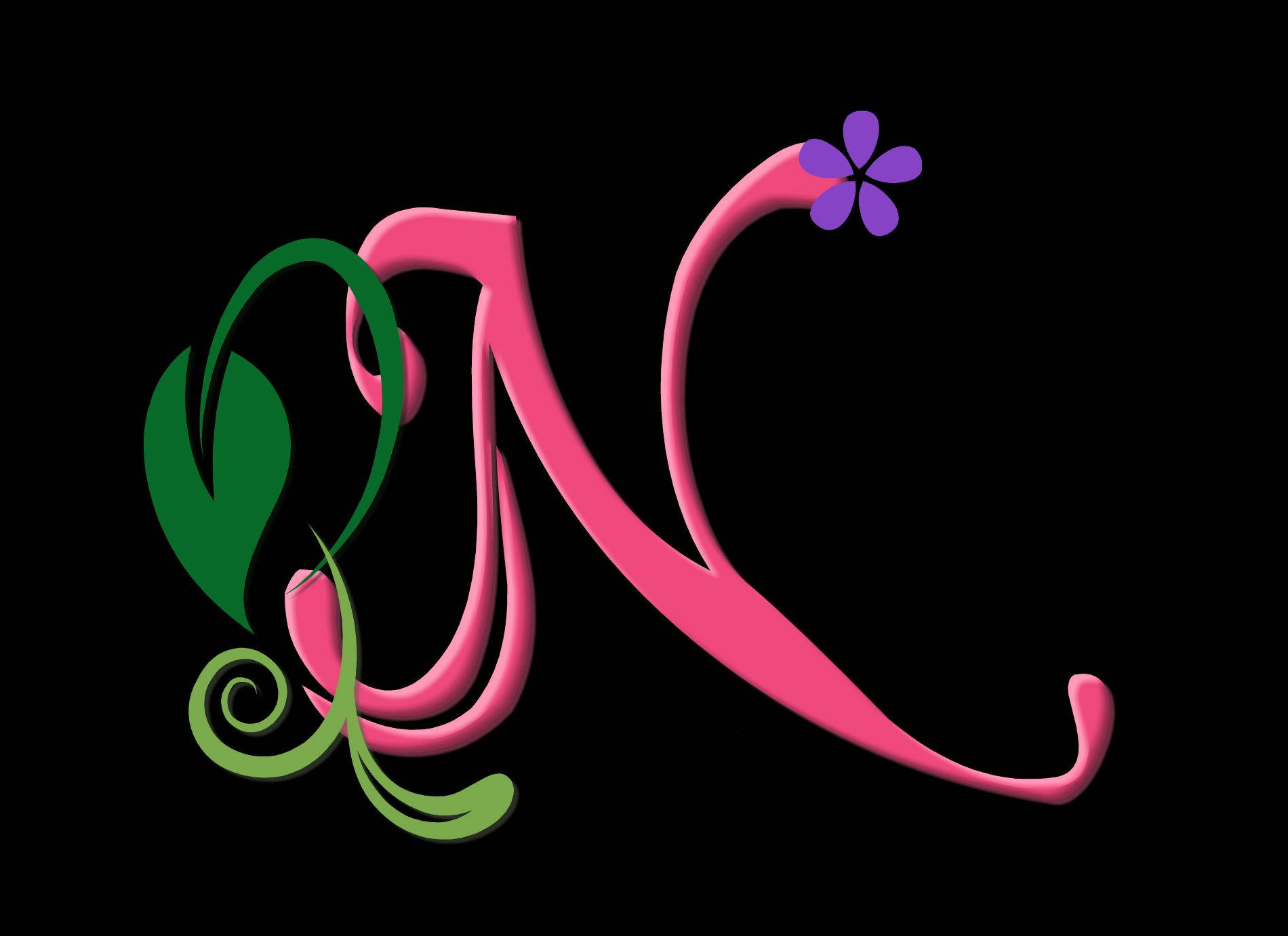 Download Pink Floral Letter N Wallpaper