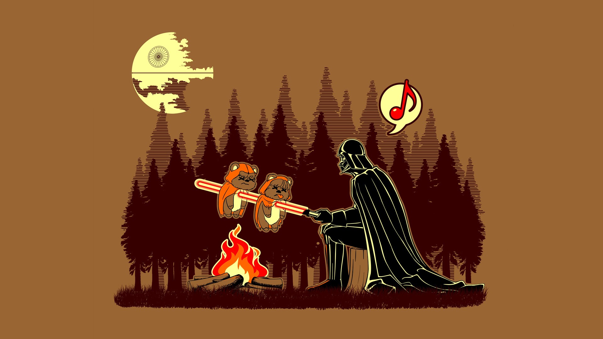 minimalism, dark humor, simple background, humor, Darth Vader, Ewok, Star Wars Gallery HD Wallpaper