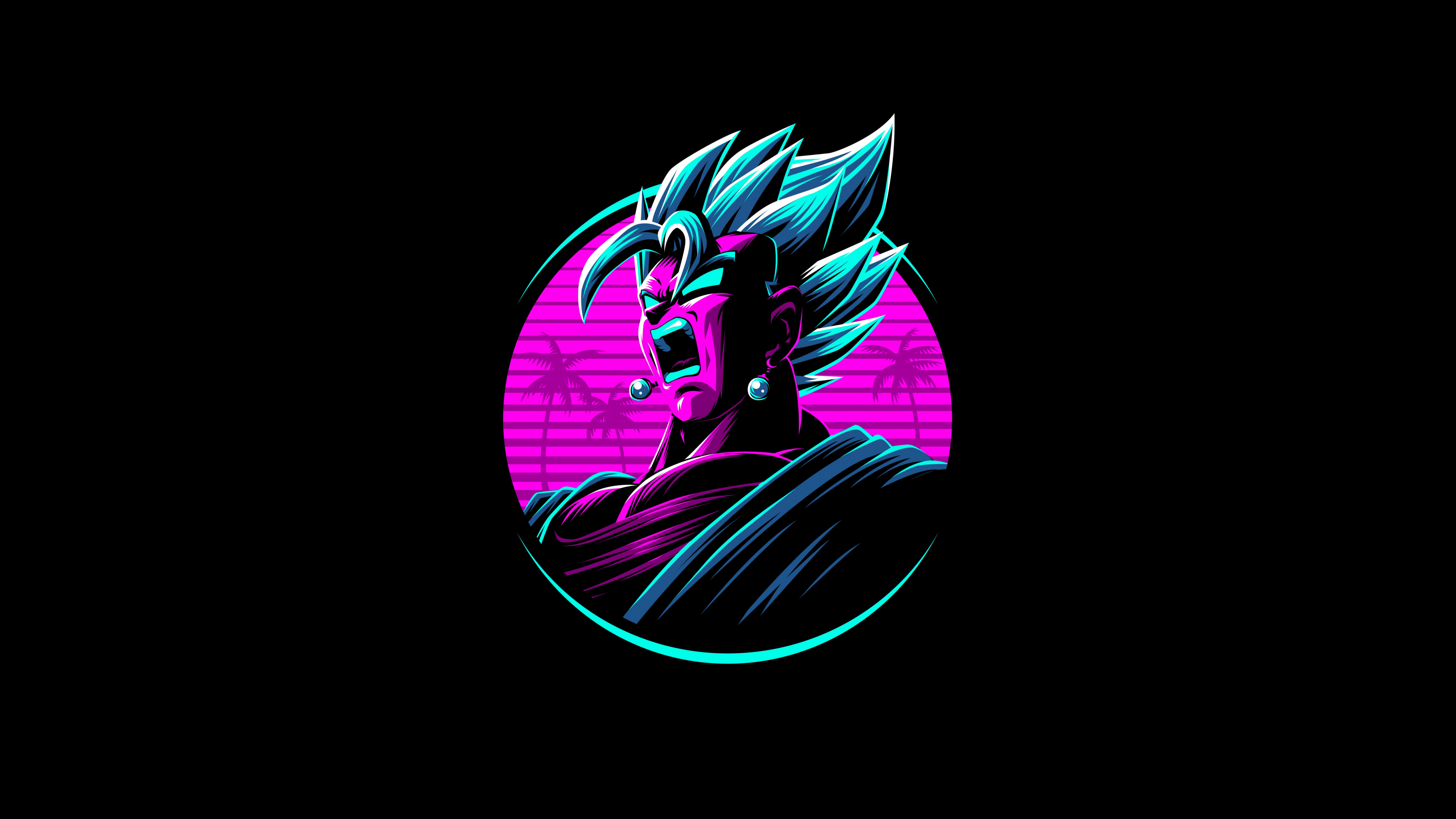 Vegito Wallpaper 4K, Dragon Ball Z, Neon, Black Dark