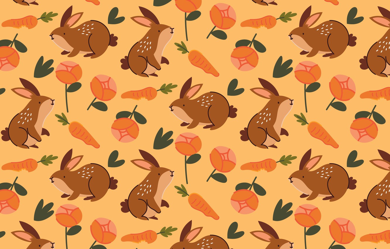 Wallpaper flowers, texture, rabbit, Christmas, Easter, rabbits, New year, rabbits, red, orange background, carrots, a lot, the year of the rabbit - for desktop, section текстуры