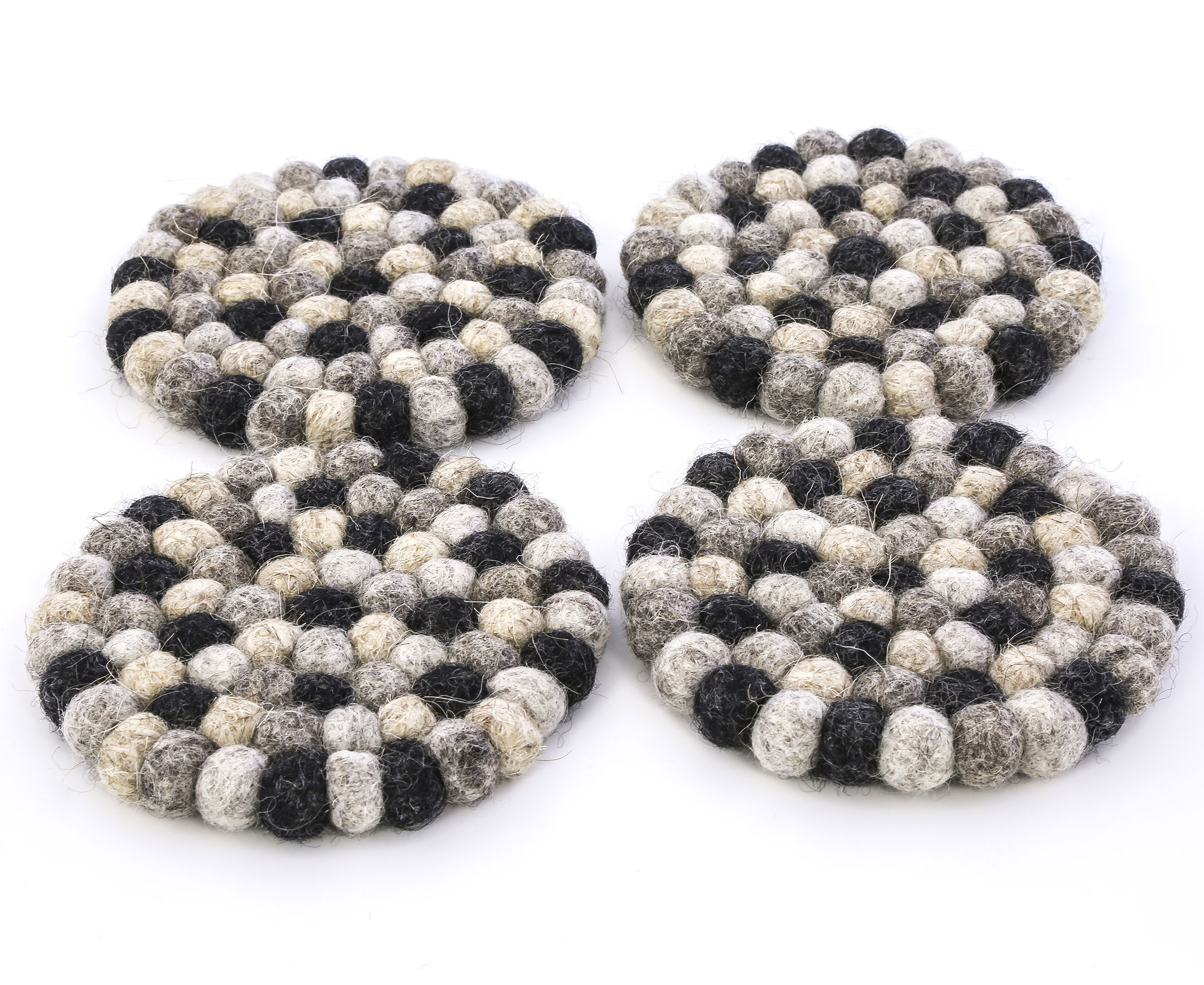 Round Felt Ball Multi Color Pom Pom Coaster S 4