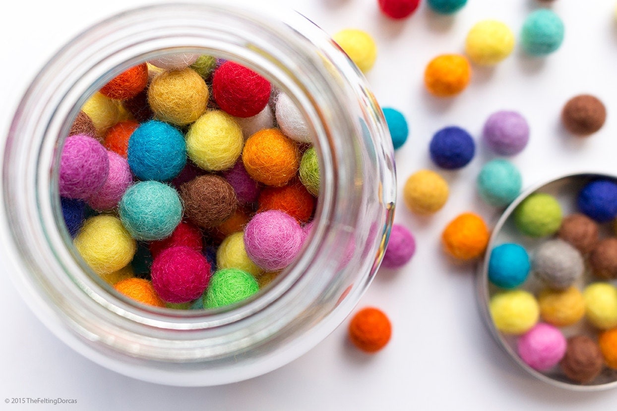 1cm Wool Felt Ball X 150 Multicolour. 10mm Felt Balls Mixed