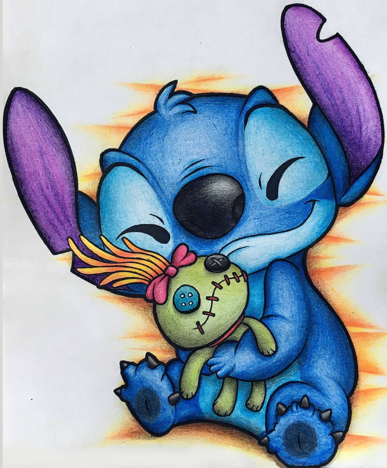 Download Cute Stitch Hugs Scrump Wallpaper
