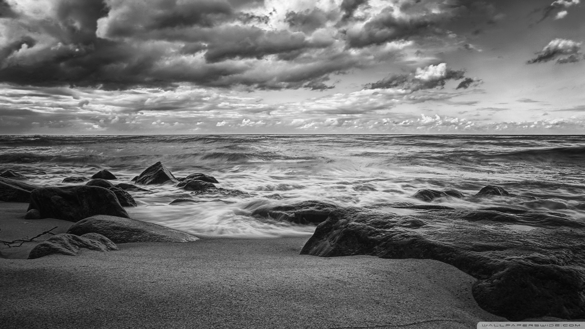 Sea Shore Black And White Ultra HD Desktop Background Wallpaper for 4K UHD TV, Multi Display, Dual Monitor, Tablet