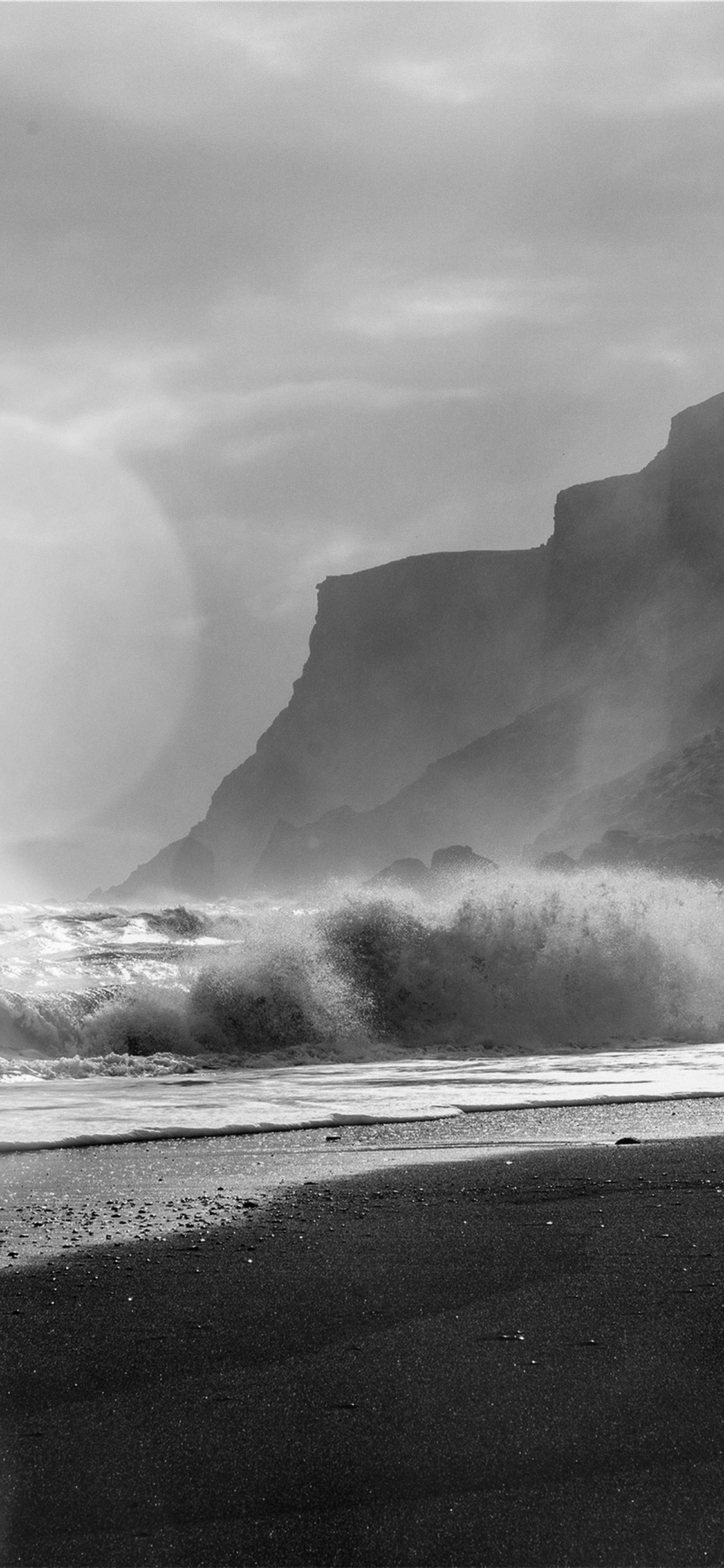 iPhone X wallpaper. sea beach nature dark bw flare