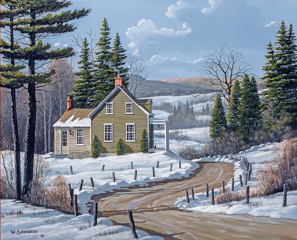 Country art, Winter painting, Landscape art