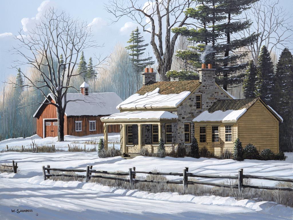 Lang Wallpaper. January 2015. Road Home. Rural scenes, Winter painting, Winter art