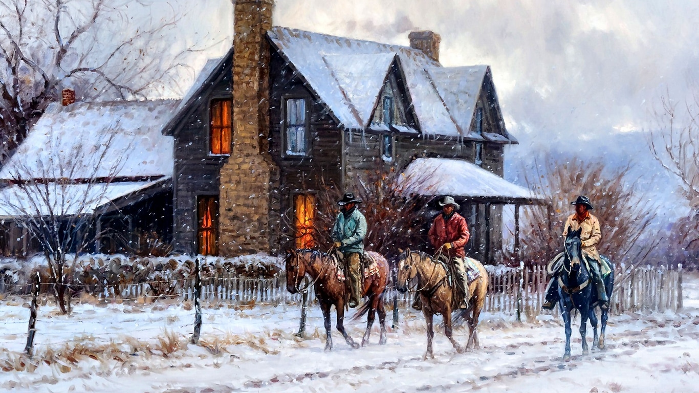 Wallpaper / art, equine, beautiful, horse, artwork, animal, winter, snow, painting, wide screen free download