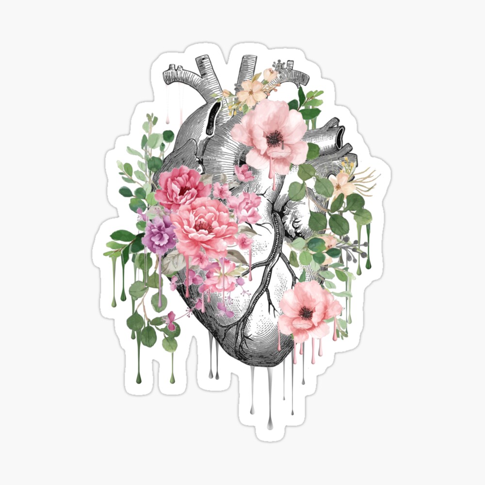 Human Heart pink flower, heart anatomy, cool cute mask Postcard