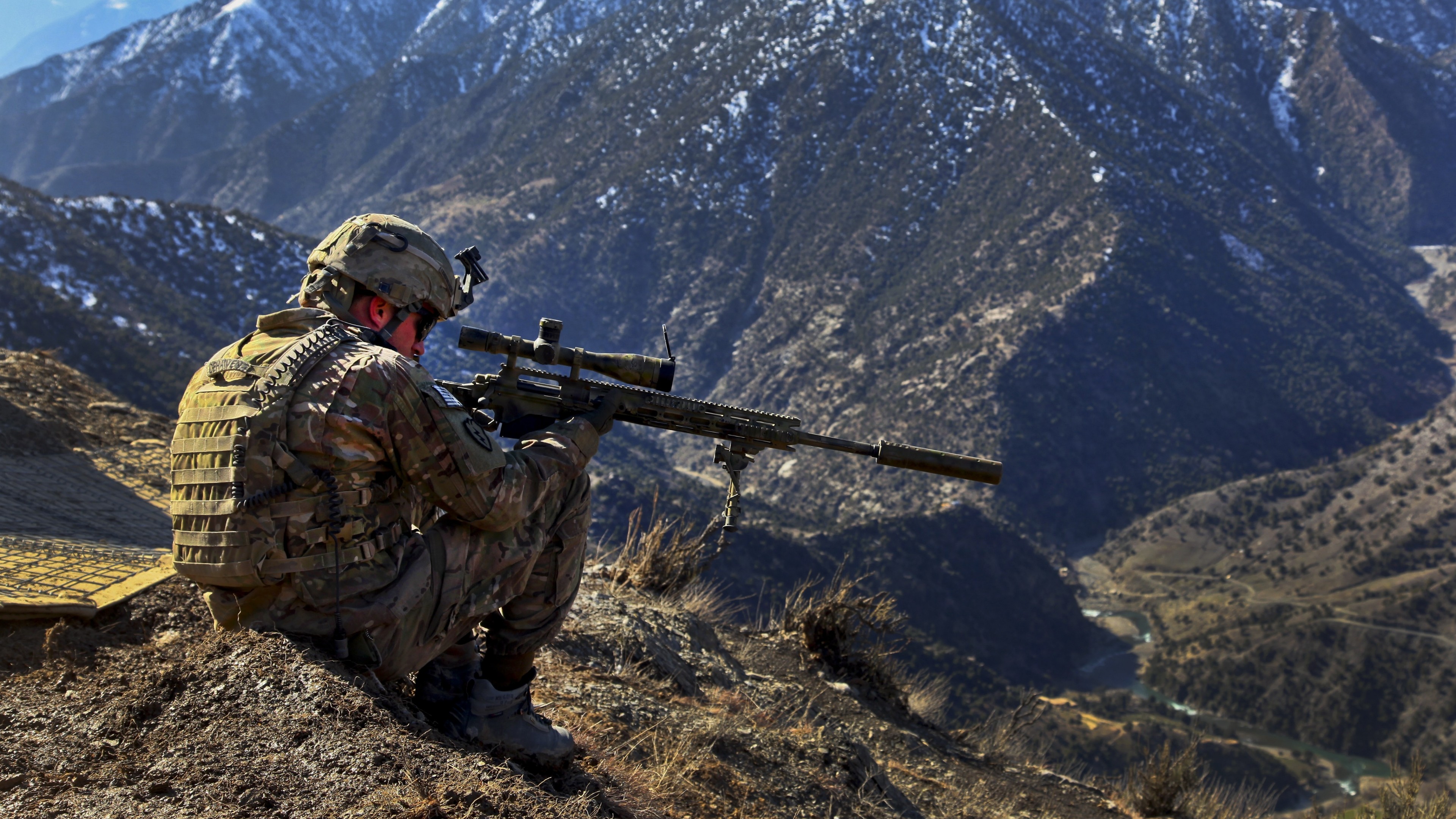 Wallpaper Barrett, sniper, soldier, m82, rifle, army, mountain, camo, Military
