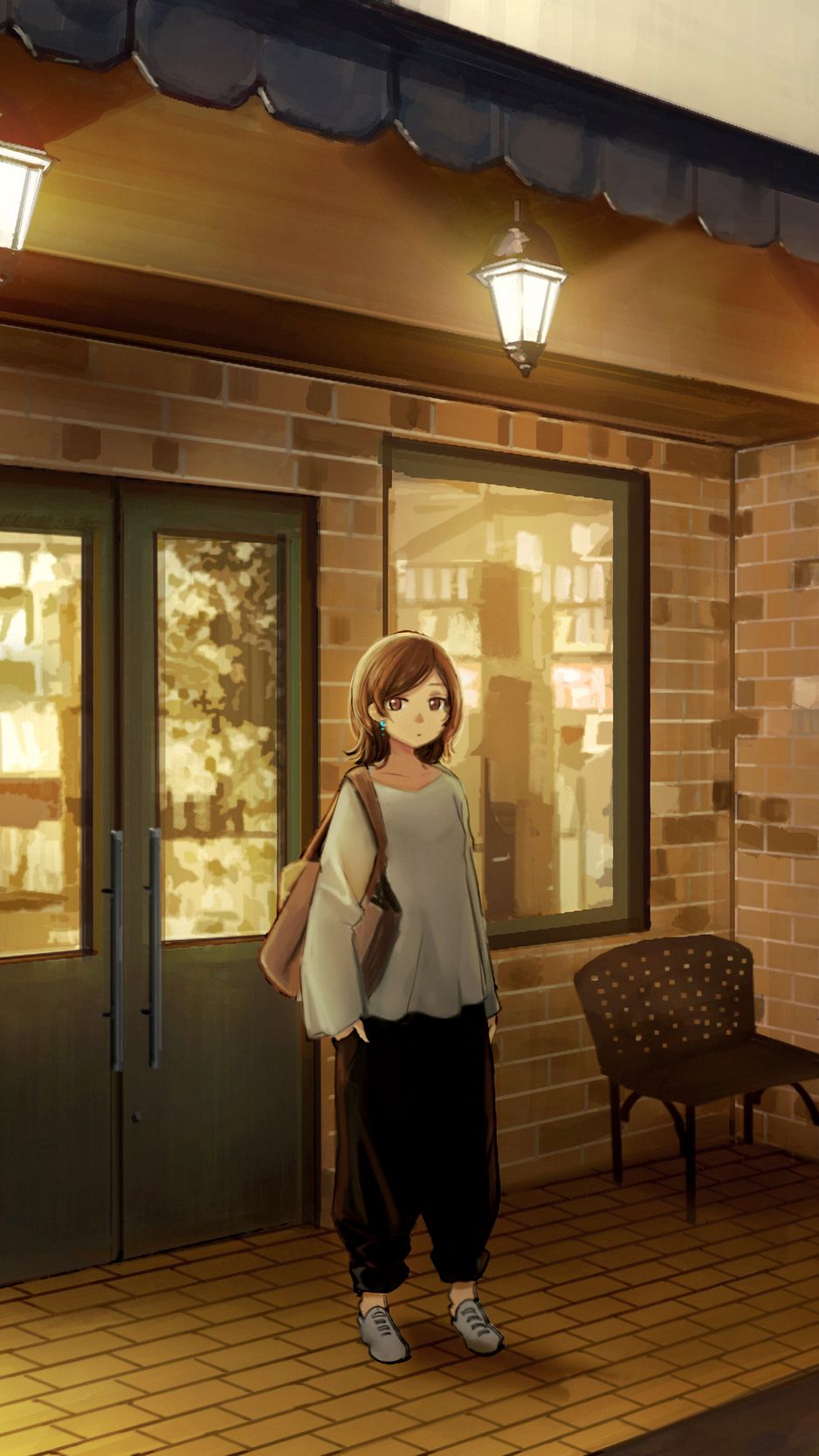 Download Wallpaper 938x1668 Girl, Cafe, Anime, Art, Cartoon Iphone 8 7 6s 6 For Parallax HD Background