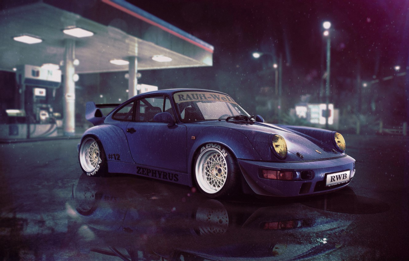 Wallpaper Auto, Night, Blue, Porsche, Machine, NFS, Dressing, Porsche Need For Speed, Transport & Vehicles, Javier Oquendo, by Javier Oquendo, RWB Porsche - for desktop, section игры