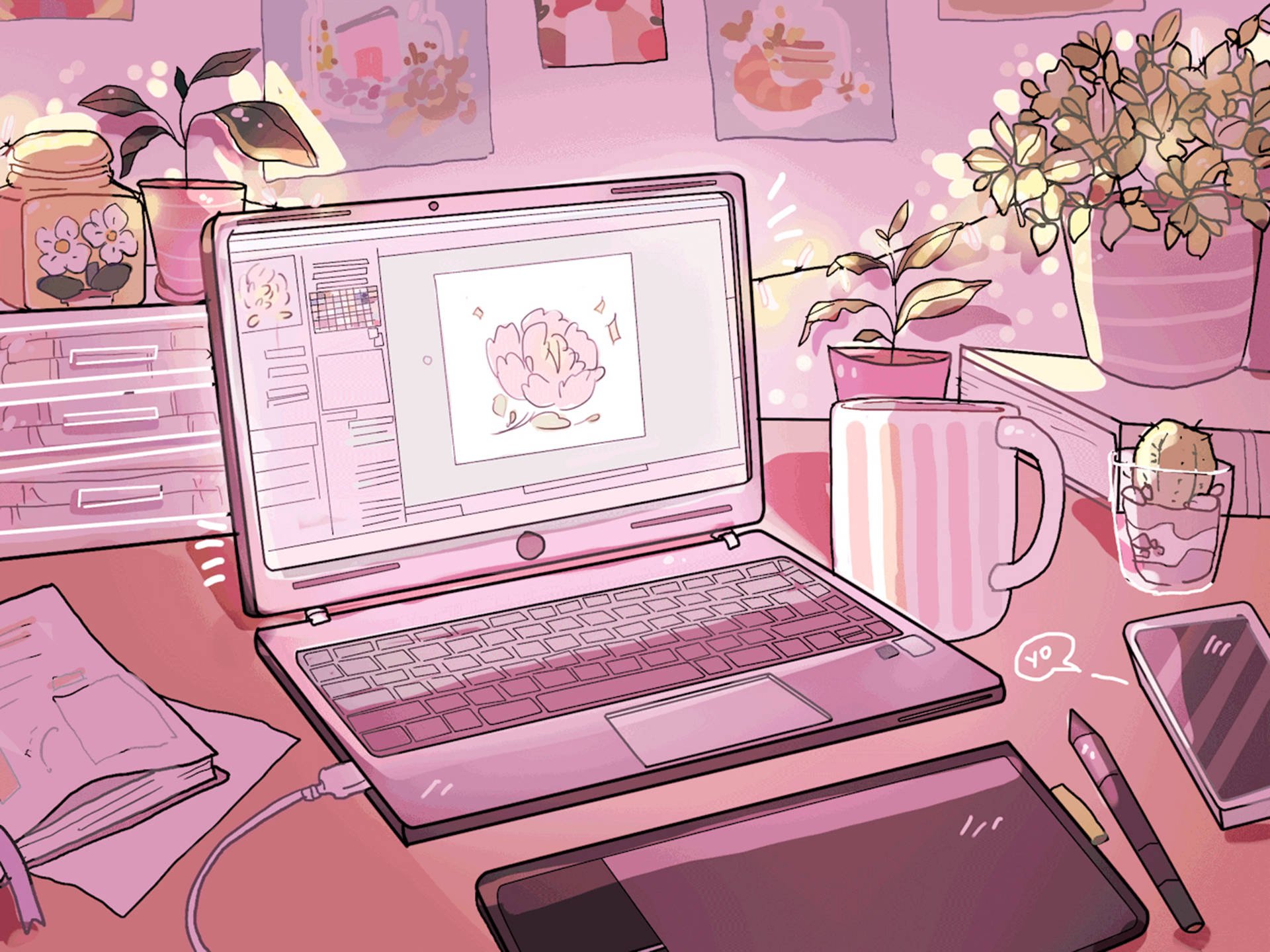 Pink Anime Aesthetic Wallpaper