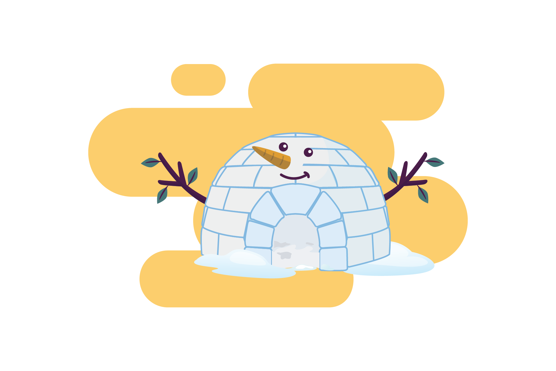 Kawaii Cute Snow House Background Yellow Graphic by goodtelangid · Creative Fabrica