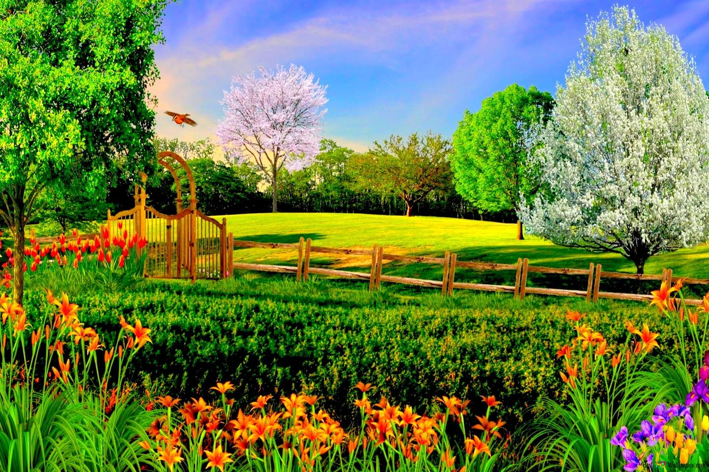 Park in Springtime HD wallpaper download