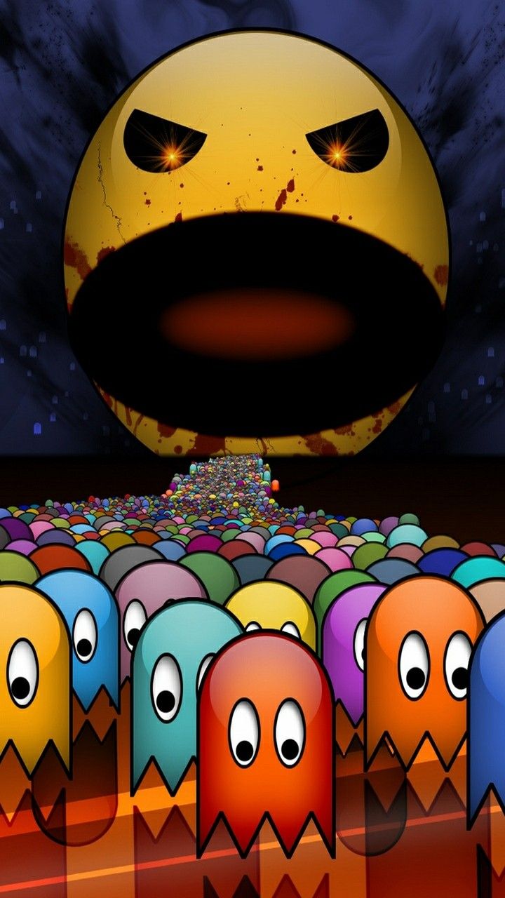 Evil PacMan. iPhone wallpaper, Purple wallpaper phone, Cool wallpaper for phones