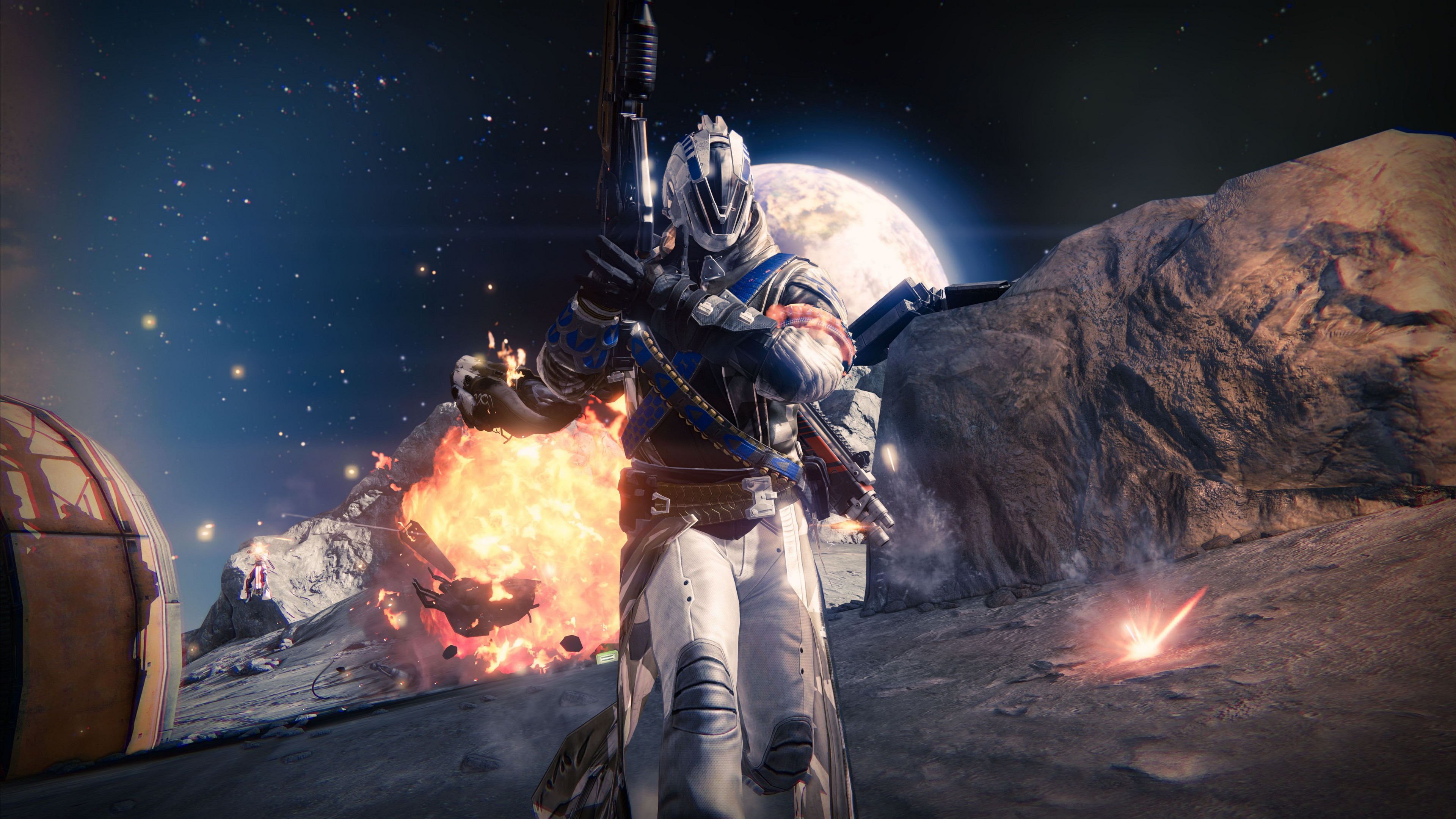 Wallpaper Destiny, Game, MMOFPS, Sci Fi, Space, Weapon, Planet, Gun, Soldier, Exo, Blue, Screenshot, Games